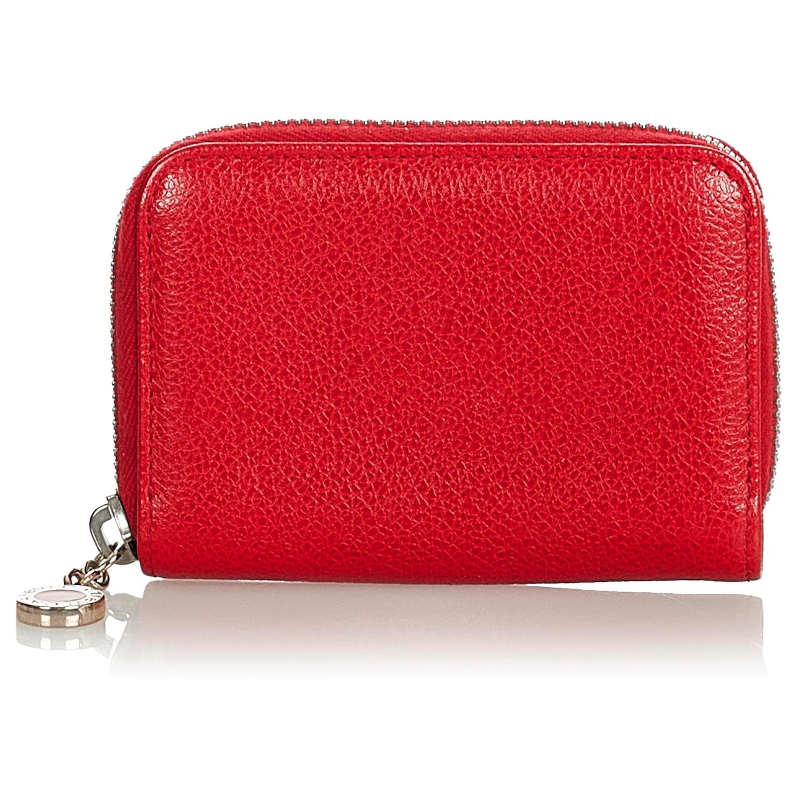 Bulgari Bvlgari Red Leather Coin Pouch Pony-style calfskin ref