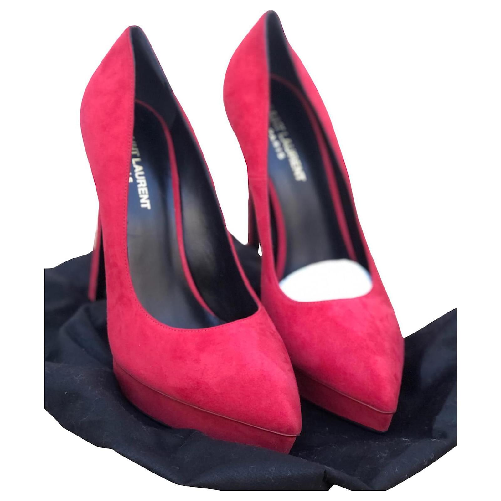 Saint Laurent Heels Red Suede ref.402519 - Joli Closet