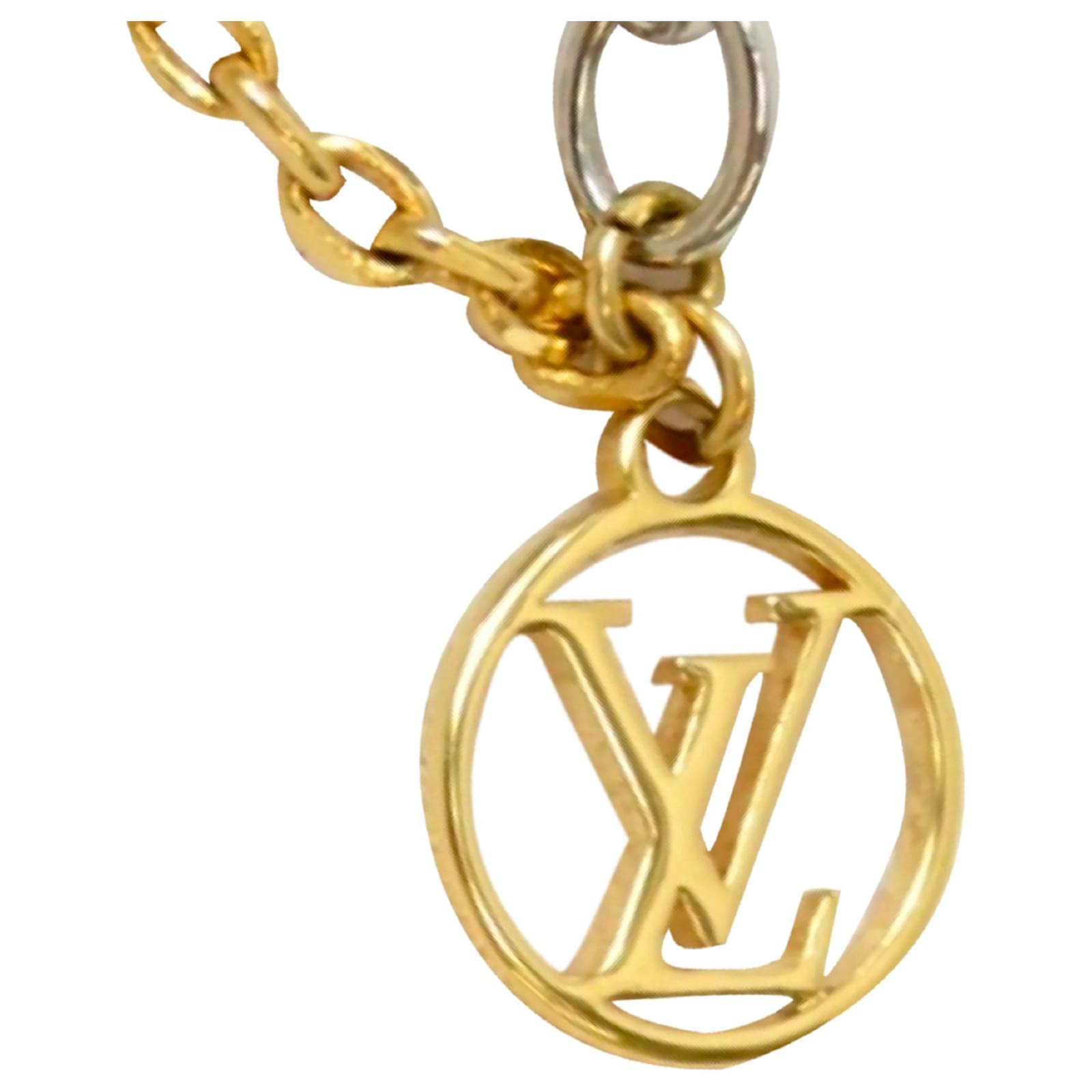 Louis Vuitton Silver Logo Mania Necklace Silvery Golden Metal ref