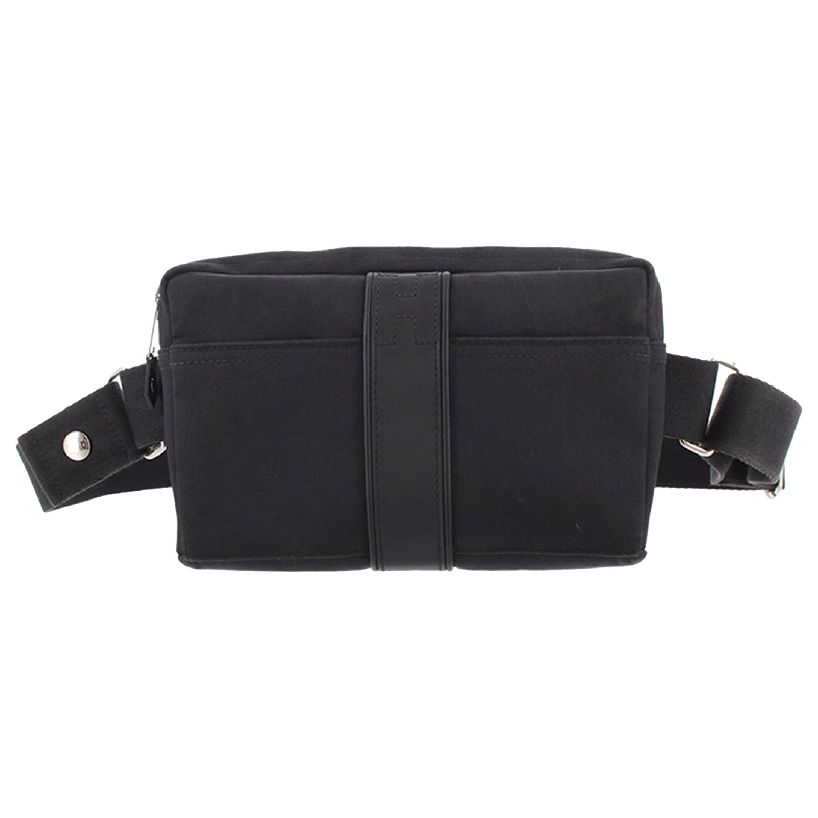Hermès Hermes Black Acapulco Canvas Belt Bag Leather Cloth Pony-style  calfskin Cloth ref.402760 - Joli Closet