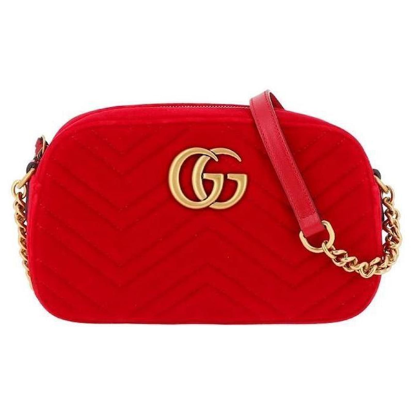 Sac gucci marmont velours rouge hot sale