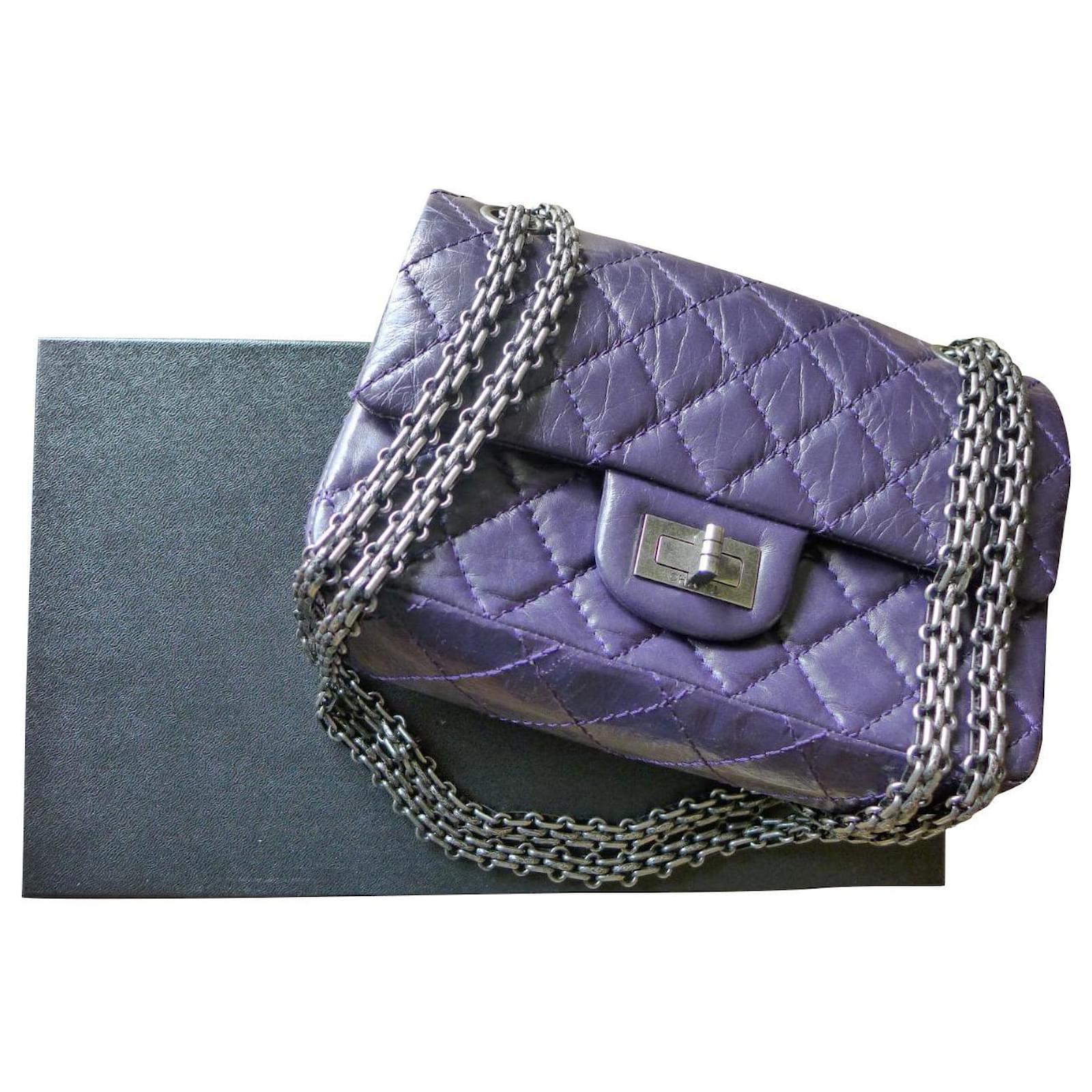 Chanel 2.55 Dark purple Leather ref.403076 - Joli Closet