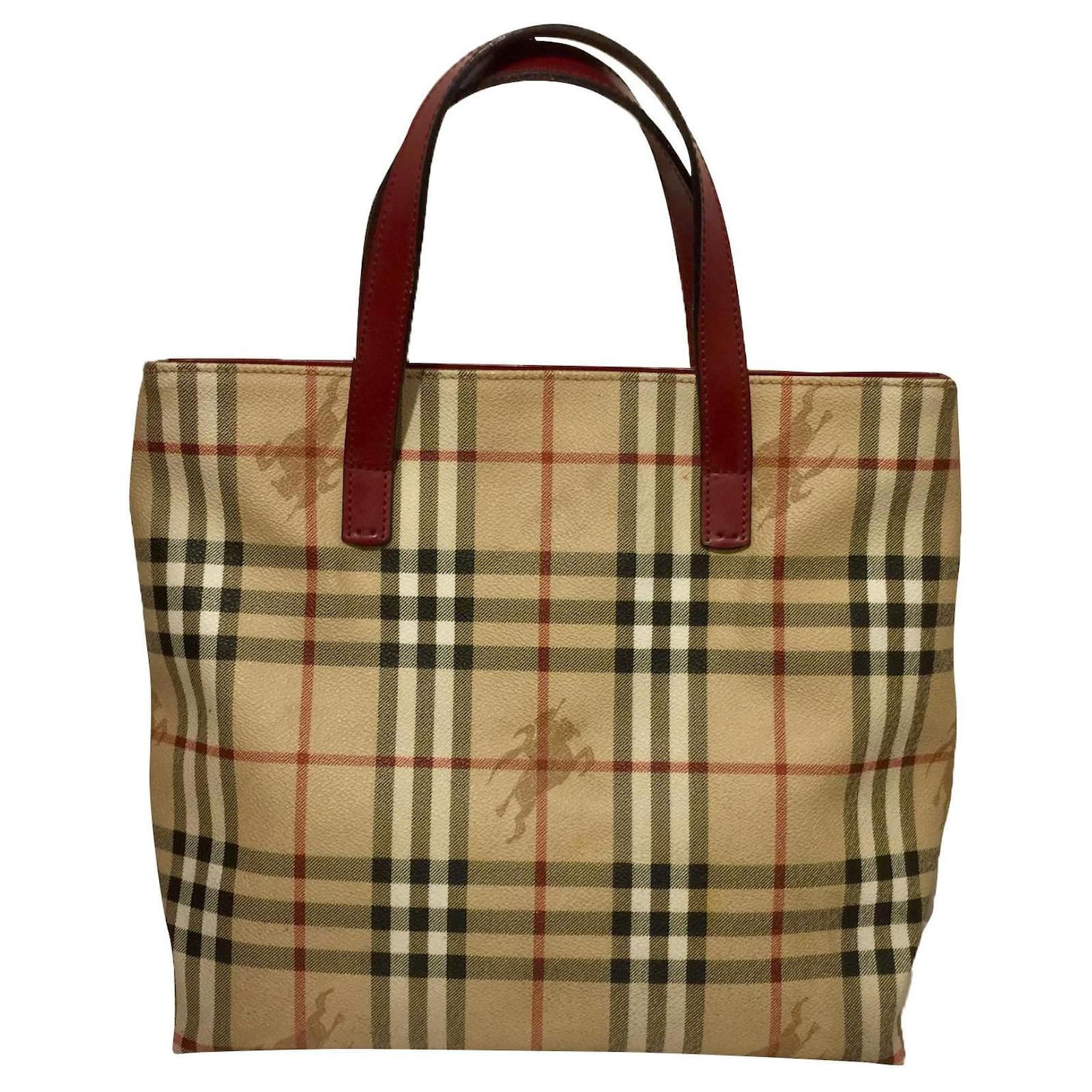 Burberry Haymarket Nova Check Plaid With Brown Suede top handle