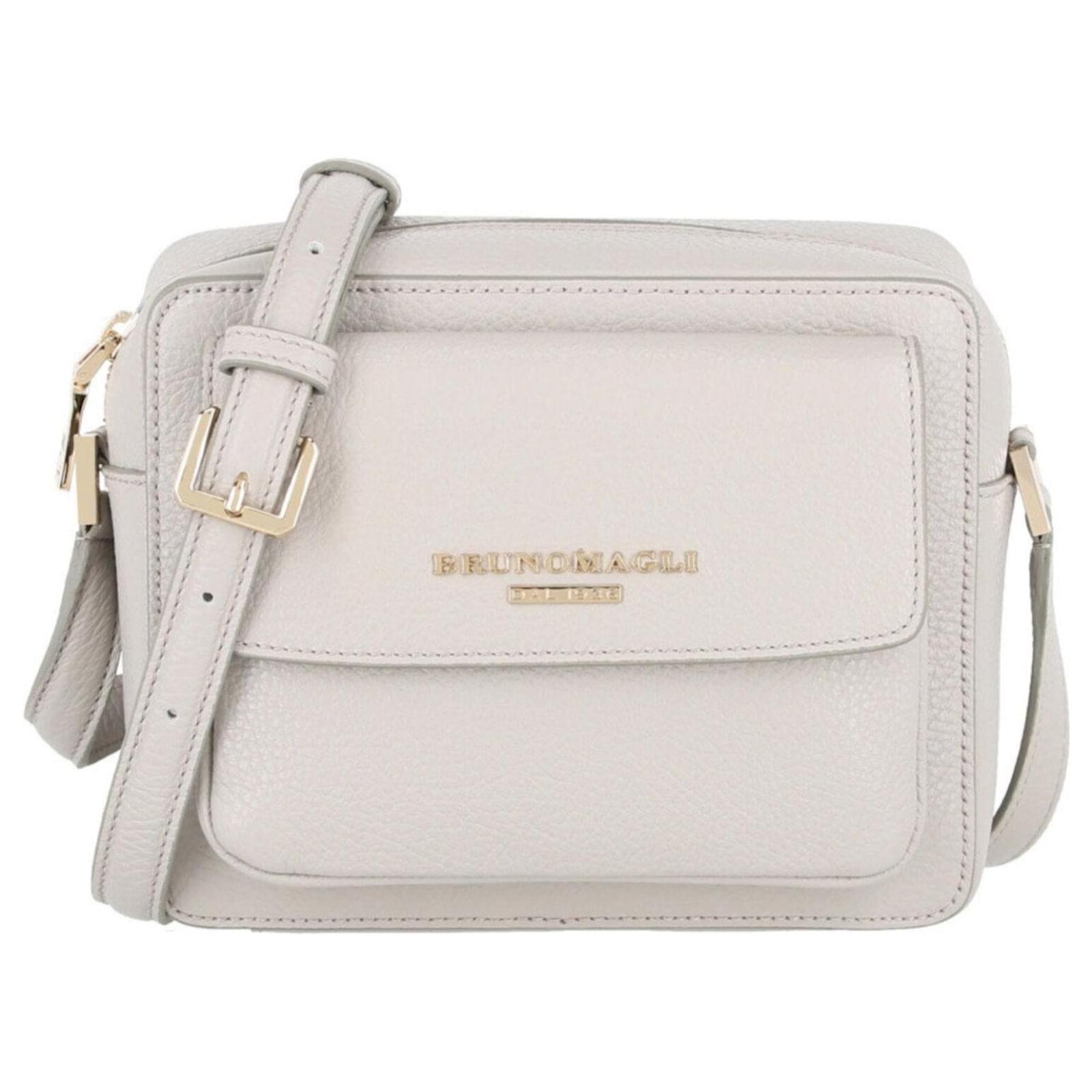 Bruno Magli Pebbled Leather Insignia Camera Bag Grey ref.404195