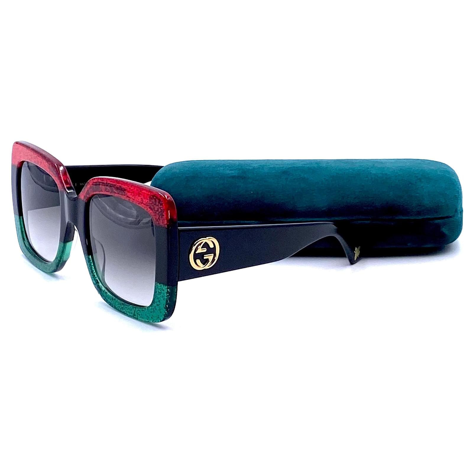 Gafas de sol con montura cuadrada en rojo de Gucci, verde y ref.404487 - Closet