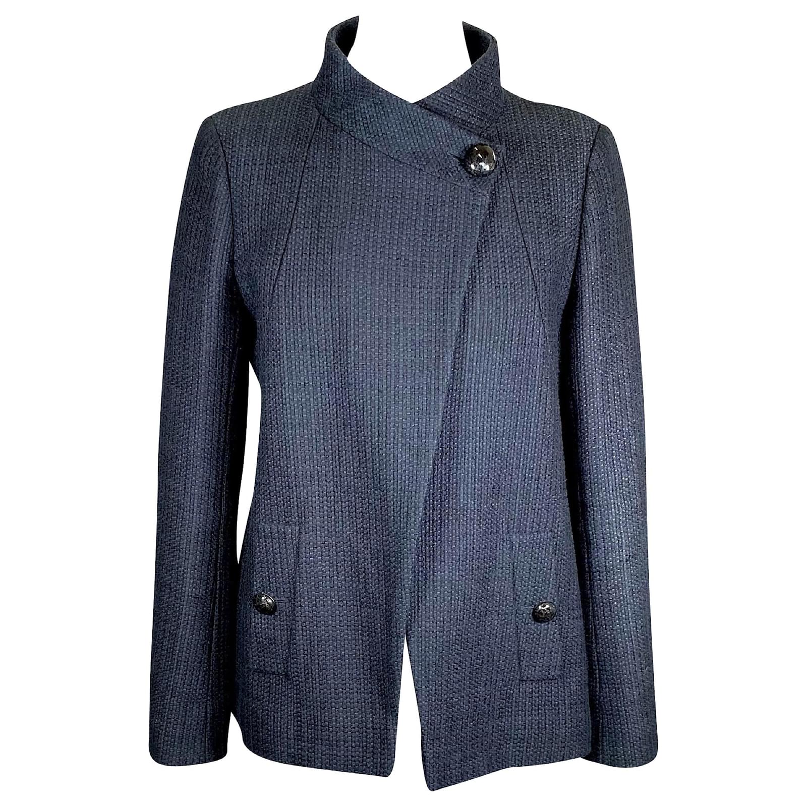 Chanel jacket in black cotton tweed ref.405161 - Joli Closet