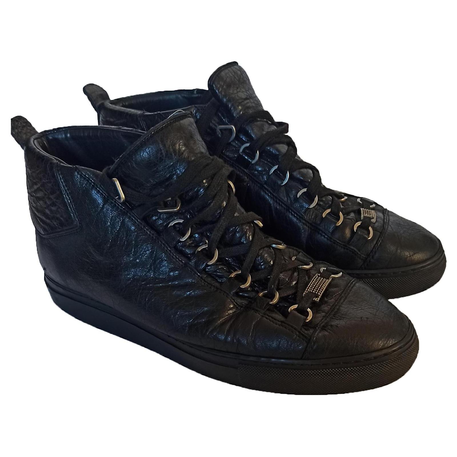 Balenciaga Arena Grained Leather Trainers In Black  ModeSens