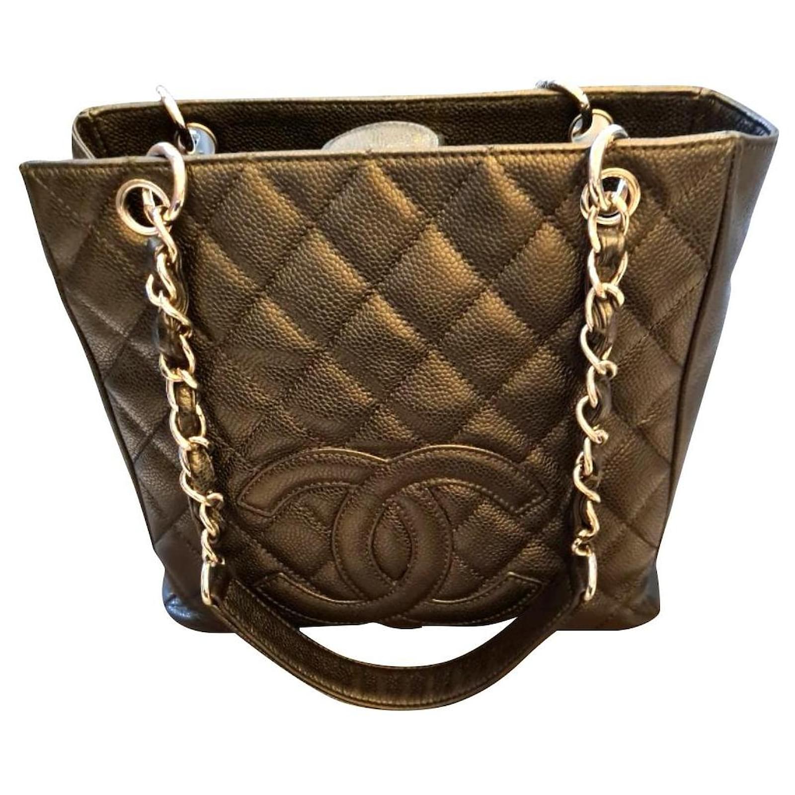 Chanel PST Petite shopping Tote bag Black Leather ref.405414 - Joli Closet