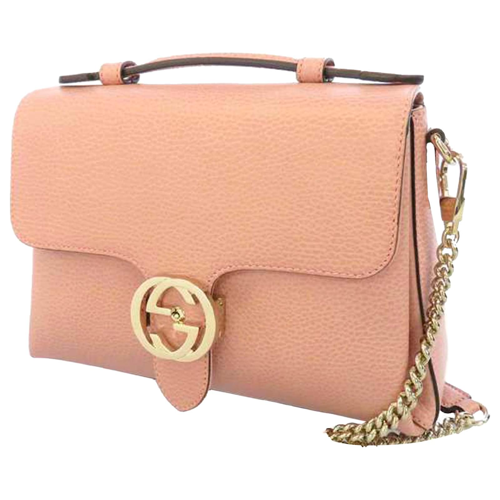 Gucci Interlocking G Leather Chain Shoulder Bag in Pink
