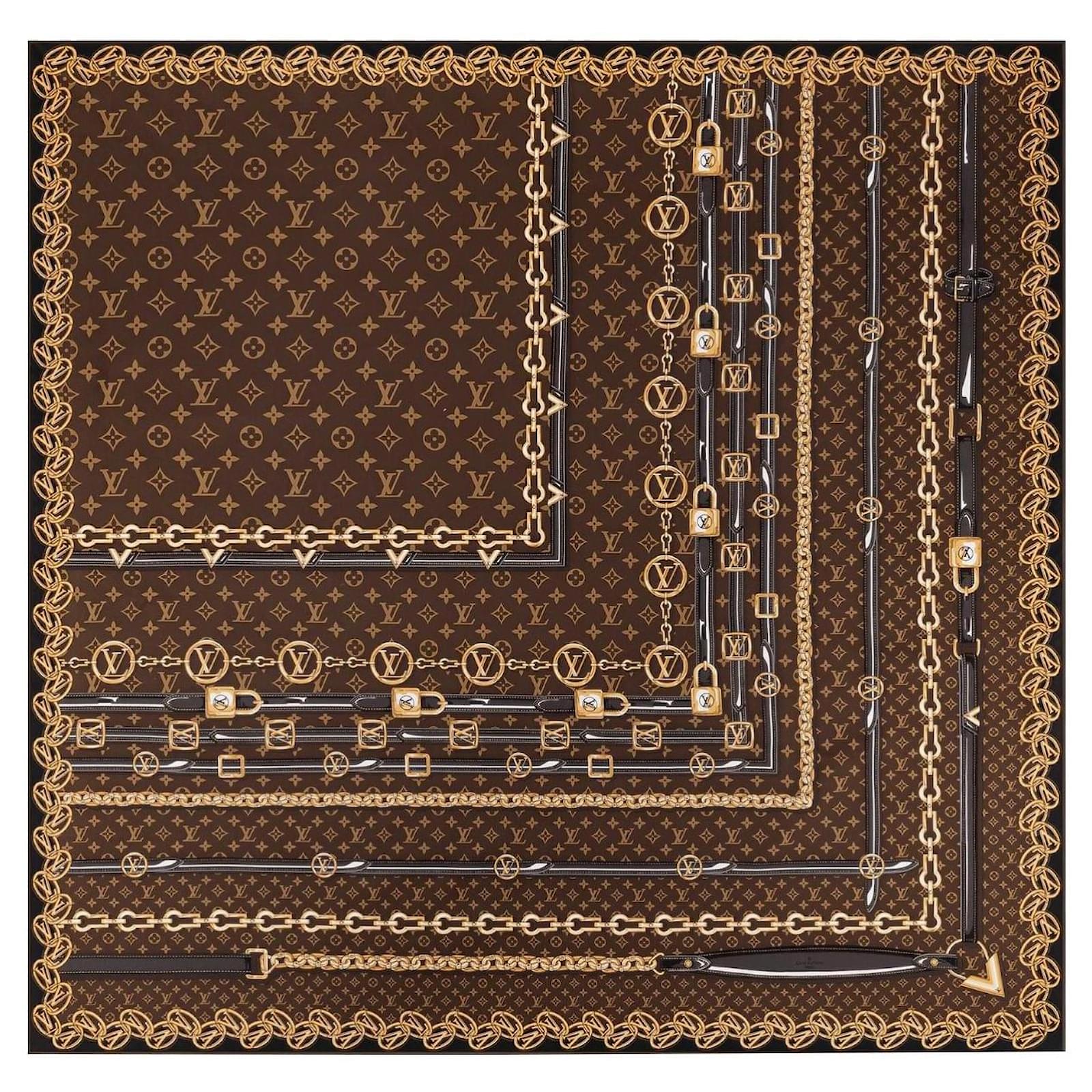 Louis Vuitton The Monogram Forever silk scarf Dark brown ref.406220 - Joli  Closet
