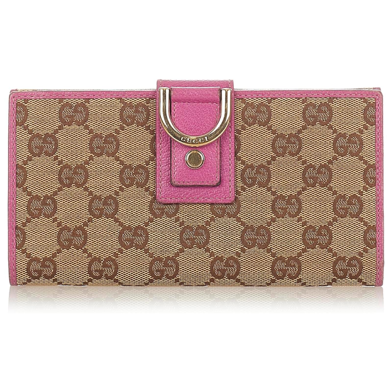 Gucci GG Marmont Leather Beige Pink Long Wallet Women's Japan