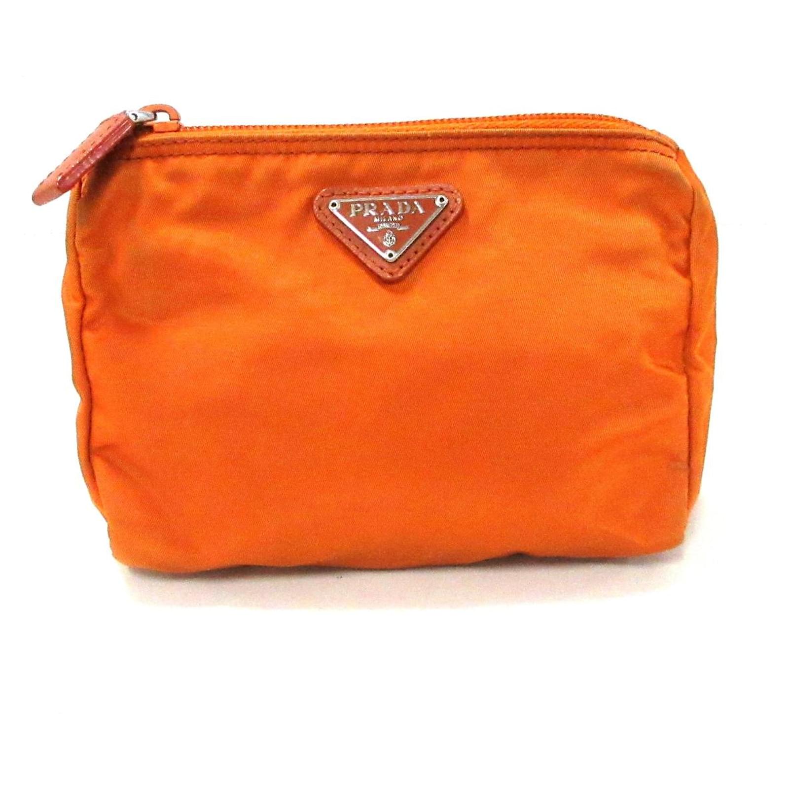 Prada Clutch Bag Orange Synthetic  - Joli Closet