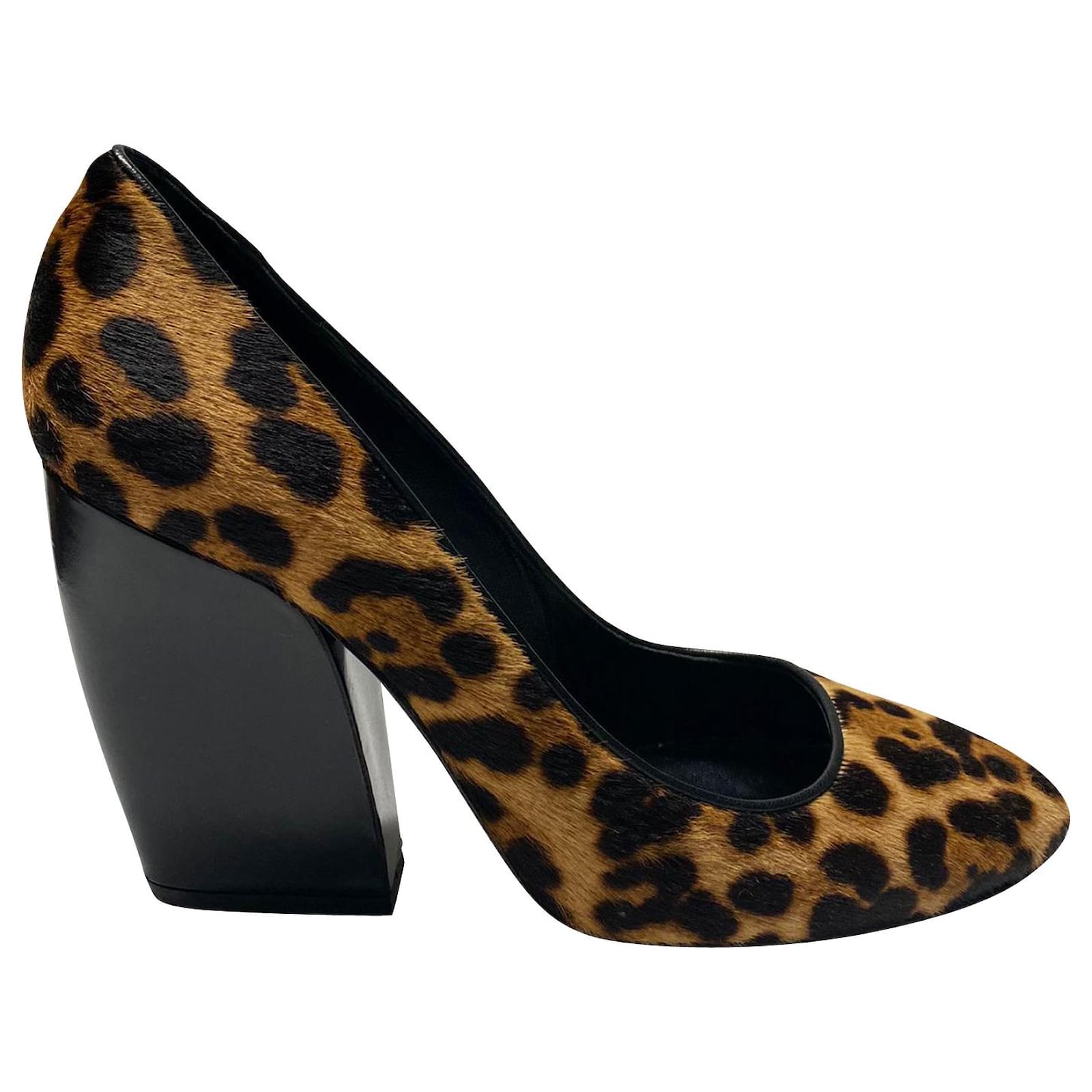 leopard print block heel pumps