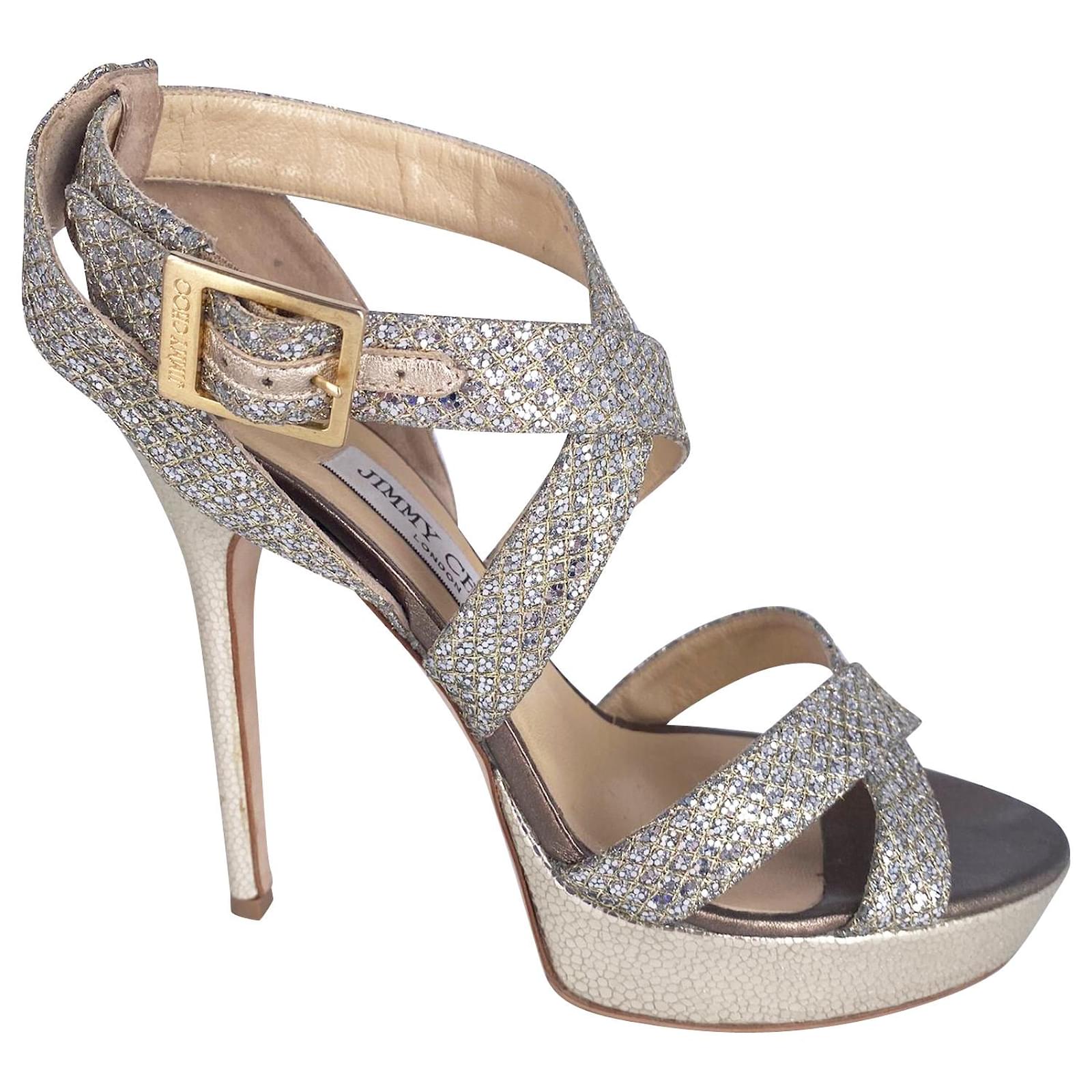 Jimmy Choo Vamp Glitter Sandals in 