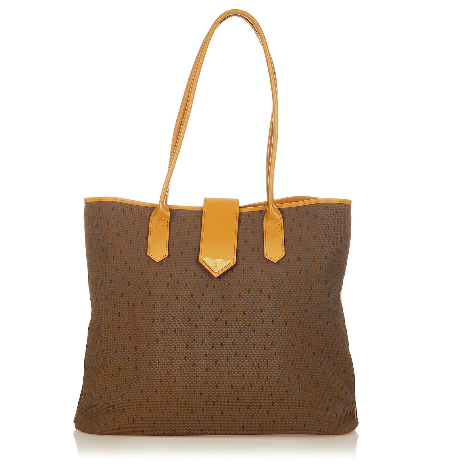 Yves Saint Laurent YSL Brown Printed Tote Bag Light brown Dark