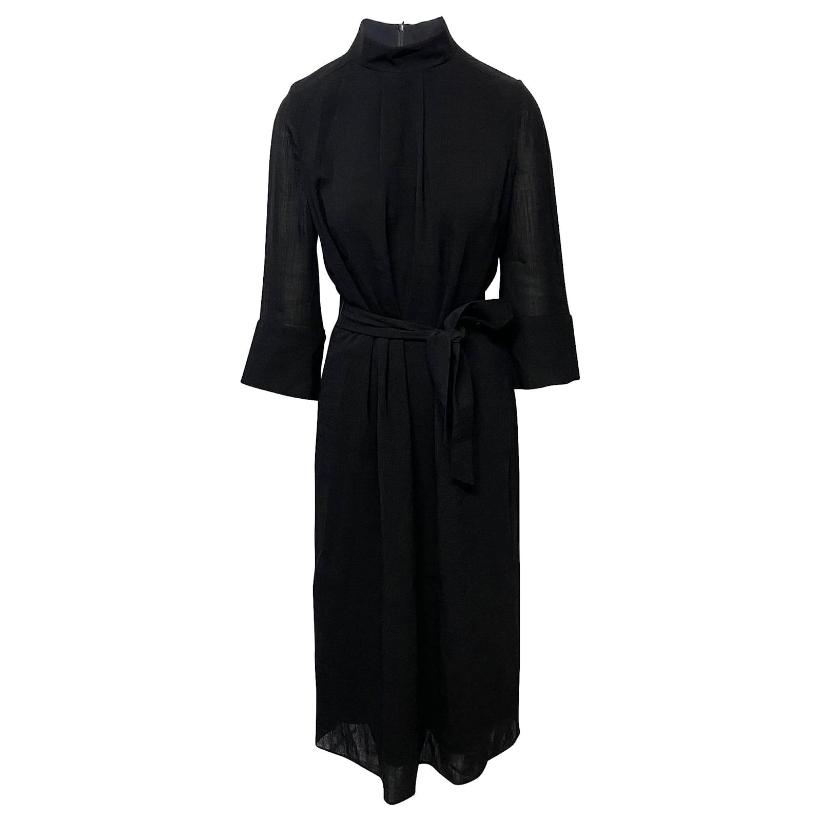 Autre Marque Cefinn Funnel Neck Dress in Black Triacetate