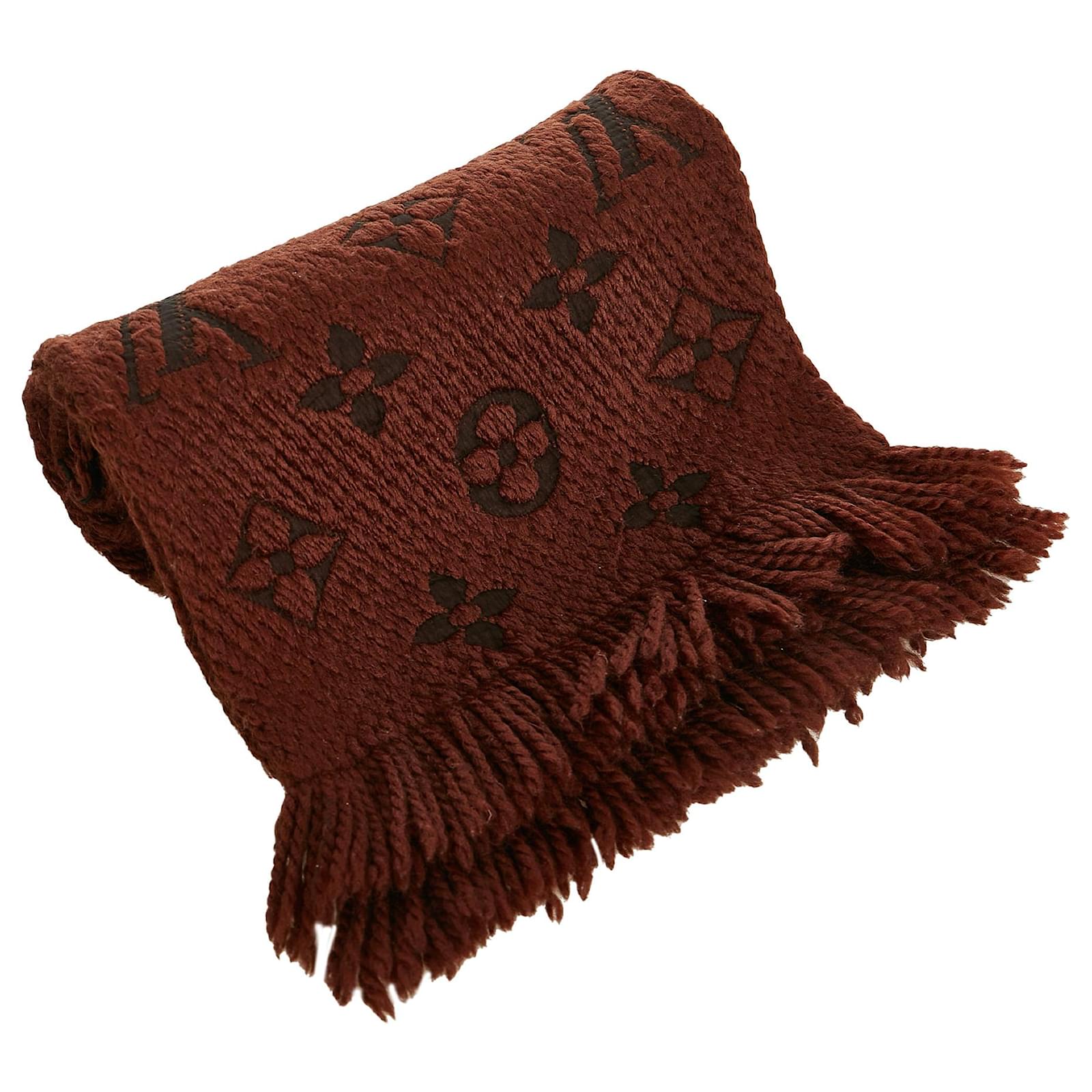 Louis Vuitton, Accessories, Logomania Scarf In Dark Brown 94 Wool6 Silk