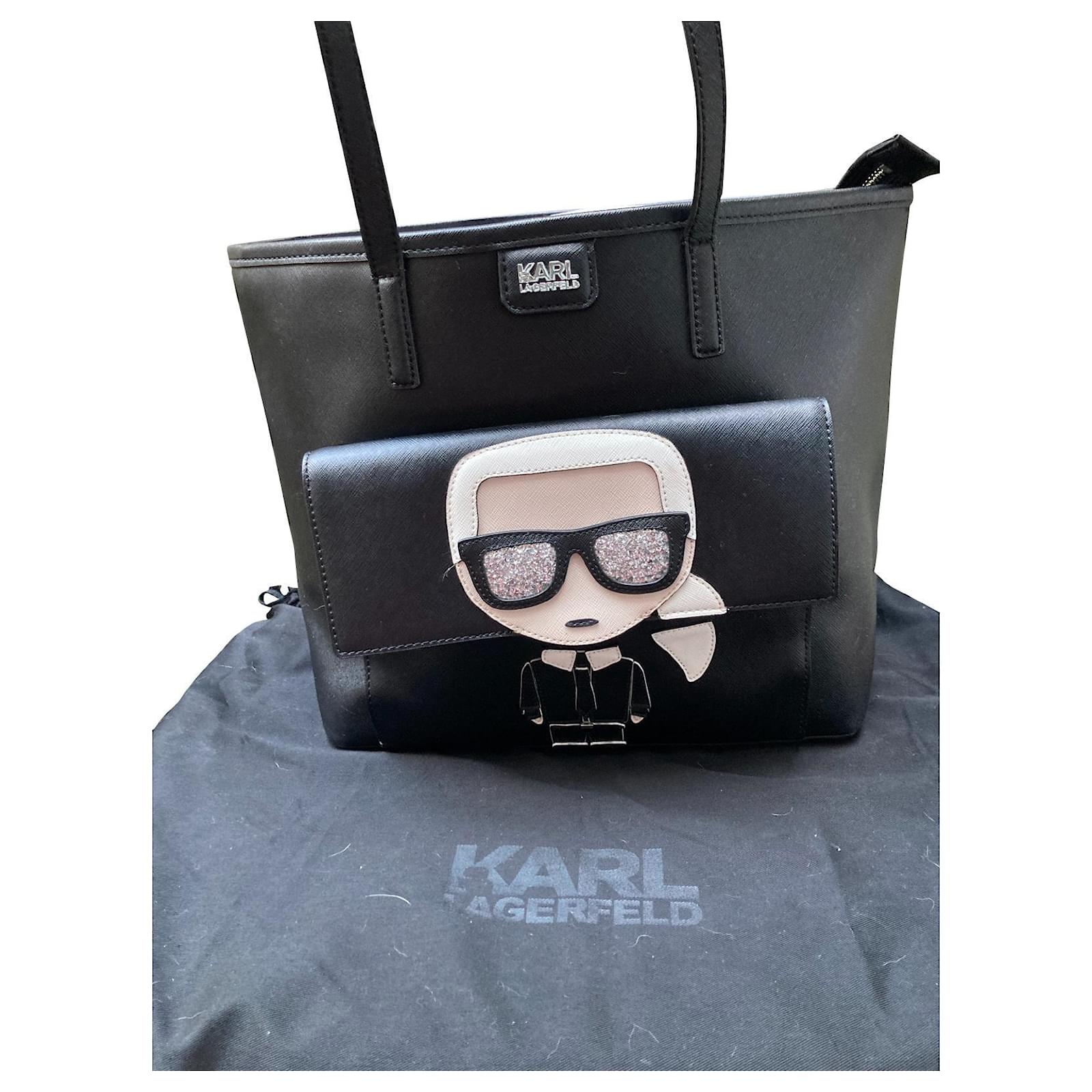 Superb Karl Lagerfeld bag, effigy of Karl Black Leatherette ref.408896 -  Joli Closet