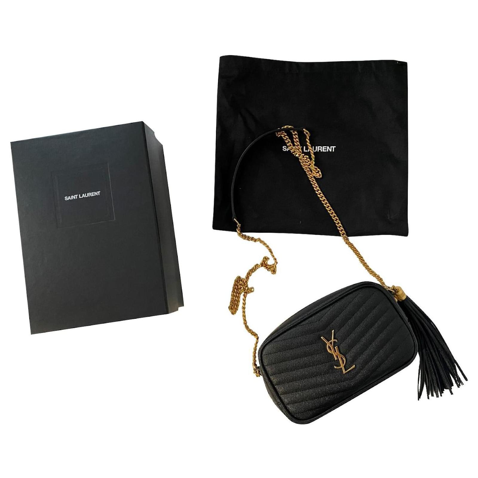 Loulou Yves Saint Laurent Mini Lou in grain de poudre embossed quilted  leather Black ref.409037 - Joli Closet
