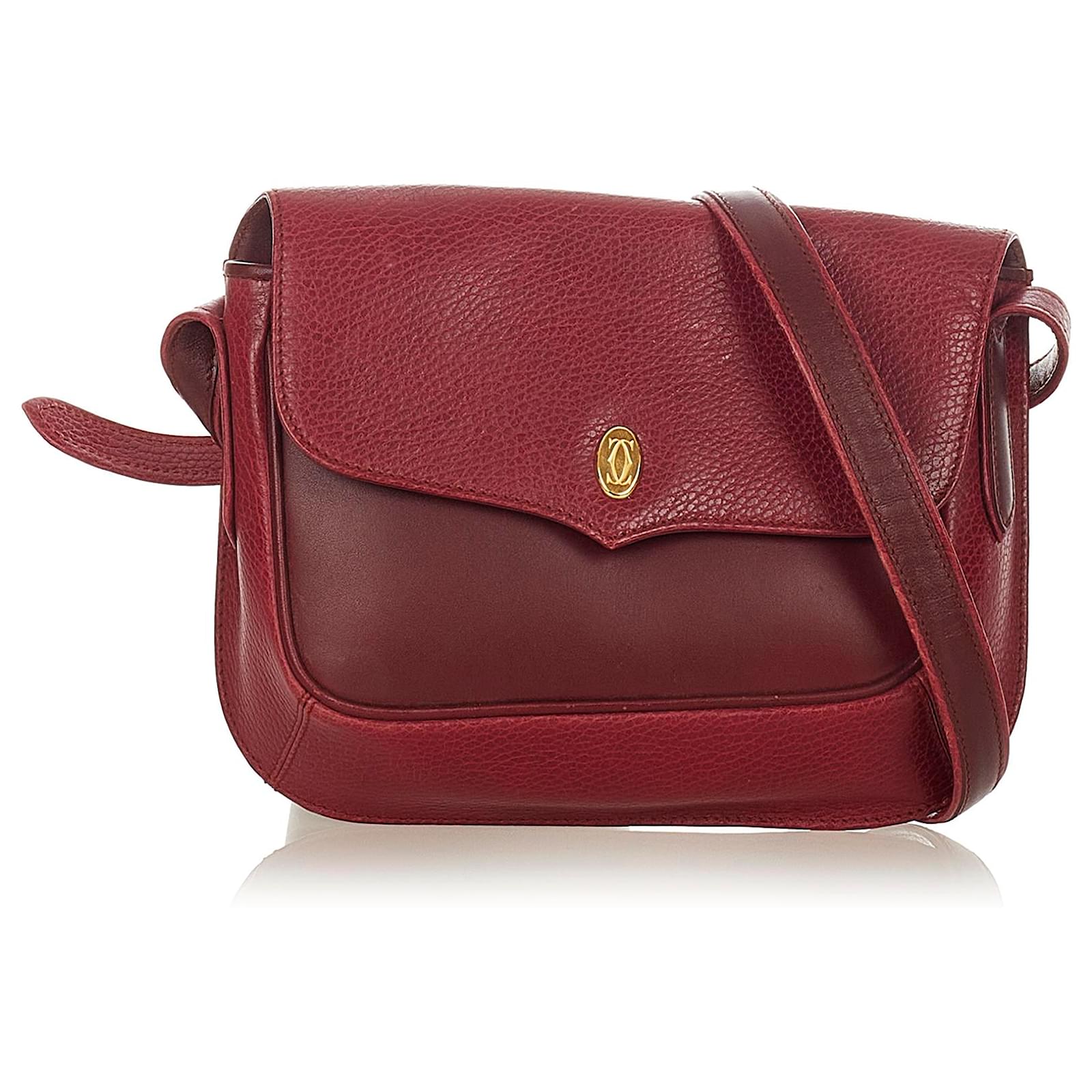 Borsa a tracolla in pelle Cartier Red Must De Cartier Rosso Bordò Vitello  simile a un vitello ref.409496 - Joli Closet