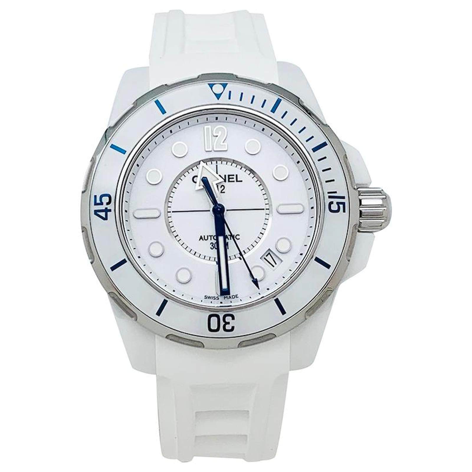 Chanel J watch12 Marine in steel and ceramic and white rubber