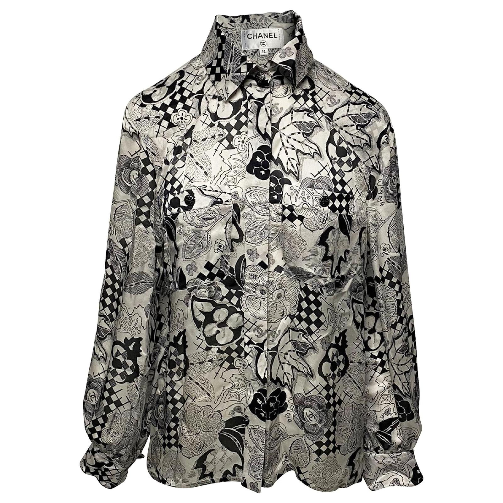Chanel Vintage Coin Print Silk Blouse – Vintage by Misty