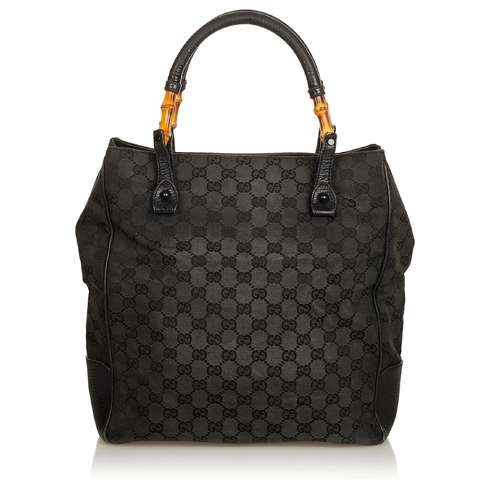 gucci canvas tote black