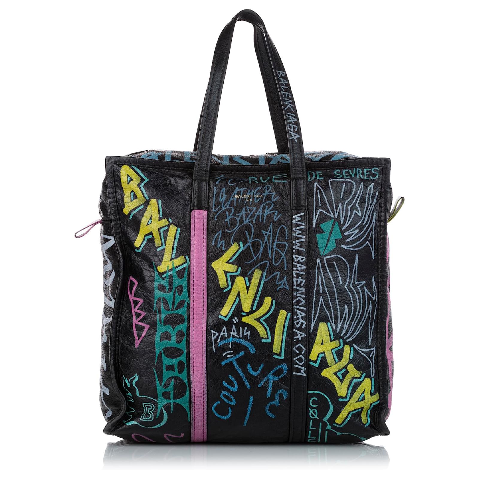 Balenciaga Black Graffiti Explorer Leather Tote Bag Multiple colors ...