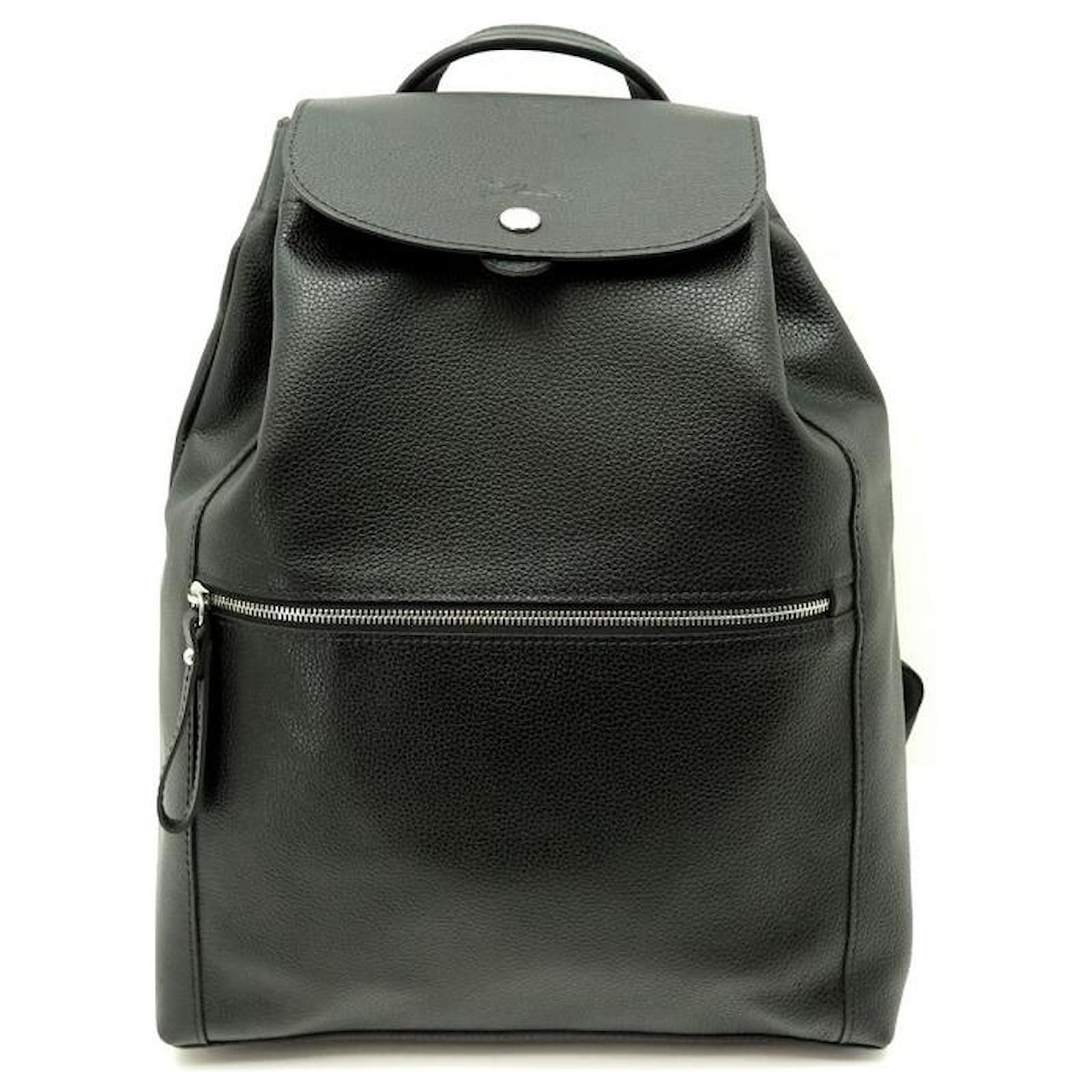 NEW LONGCHAMP LE FOULONNE L BACKPACK1550021047 BLACK LEATHER - Main Image