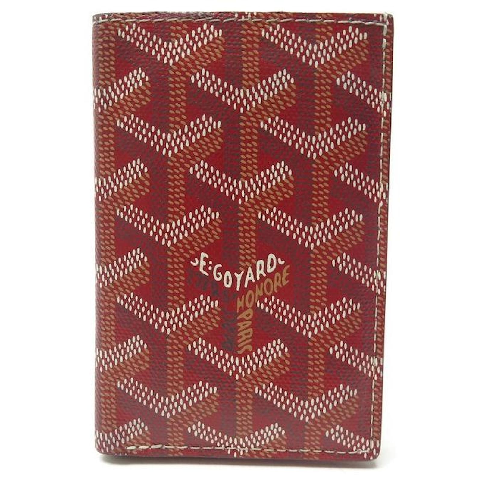 GOYARD SAINT PIERRE CARD HOLDER IN CANVAS & RED LEATHER + CARD HOLDER BOX  ref.411235 - Joli Closet