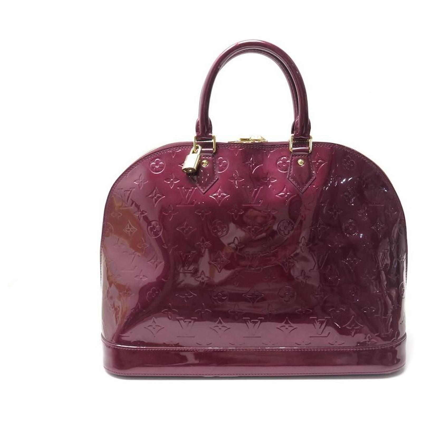 Louis Vuitton Alma GM Monogram Vernis Leather Satchel Bag Amarante