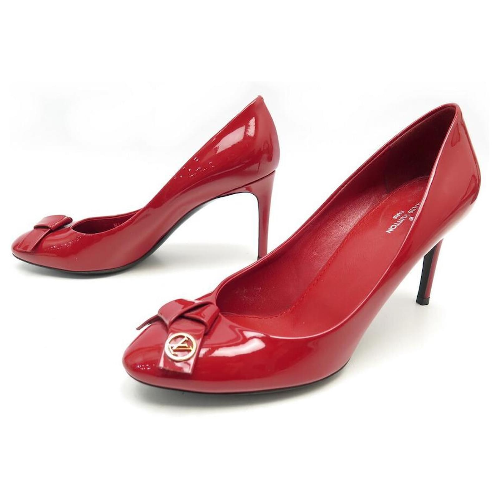 LOUIS VUITTON SHOES FIANCEE 37 RED PATENT LEATHER PUMP SHOES ref.411247 -