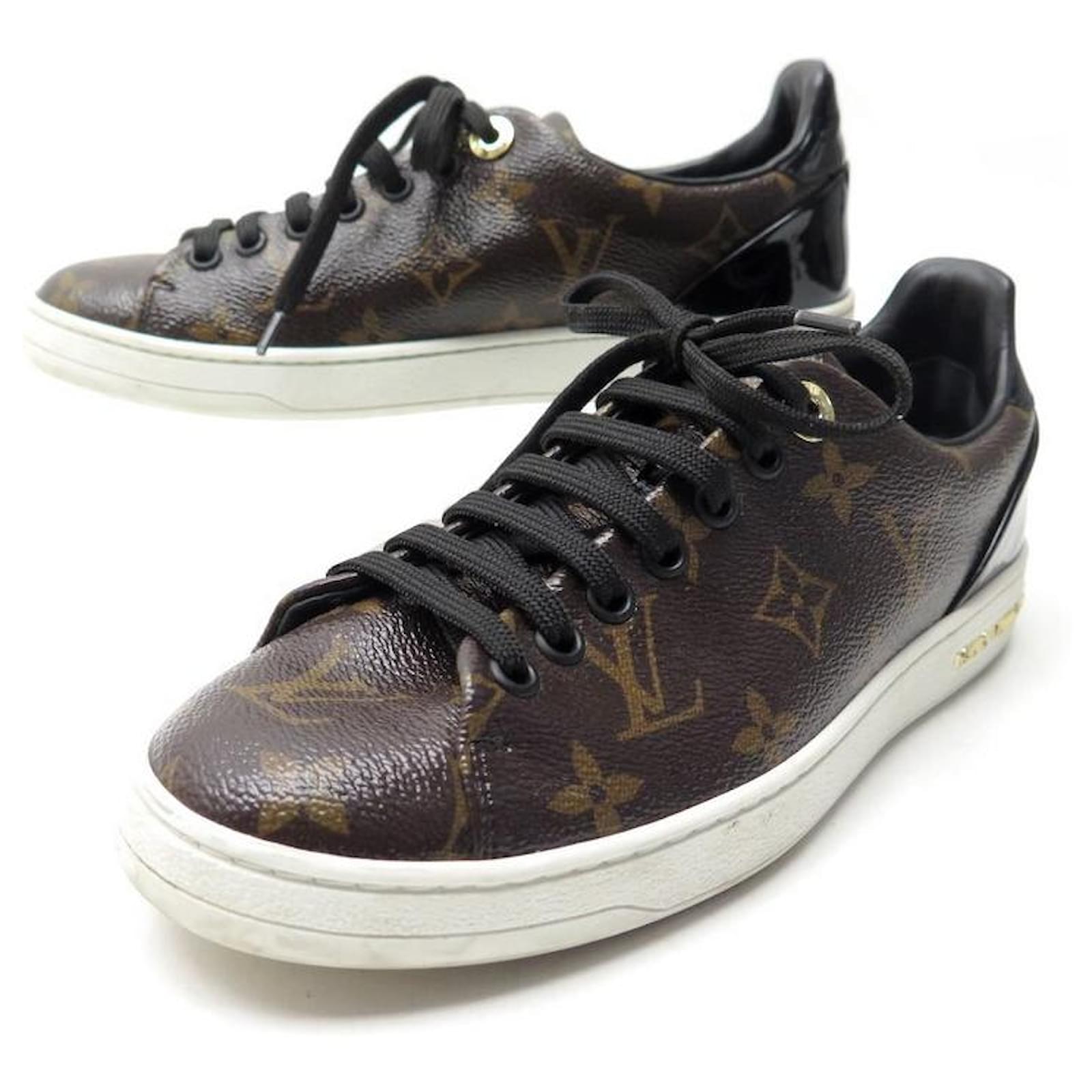 LOUIS VUITTON sneakers SHOES 36 FRONTROW SNEAKERS 1to1F4F MONOGRAM CANVAS Brown Cloth ref.411266 - Joli