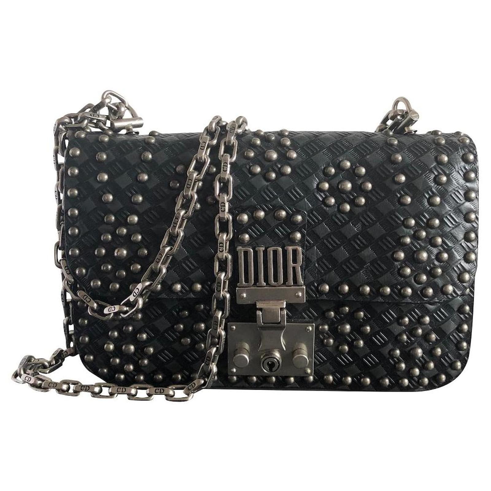 Christian Dior Black Leather Cannage Drawstring Shoulder Bag