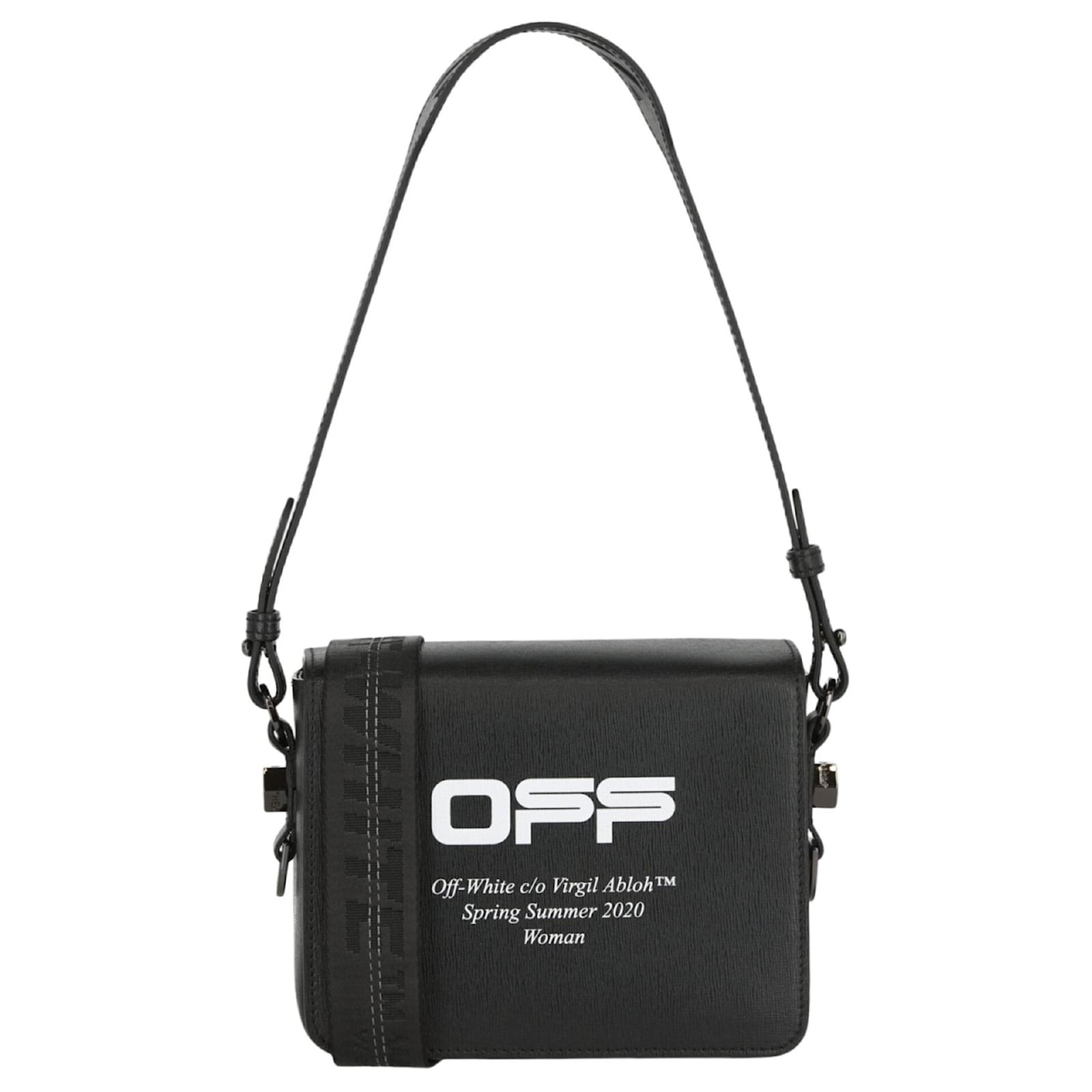 Off White Logo Leather Shoulder Bag Black ref.411935 - Joli Closet