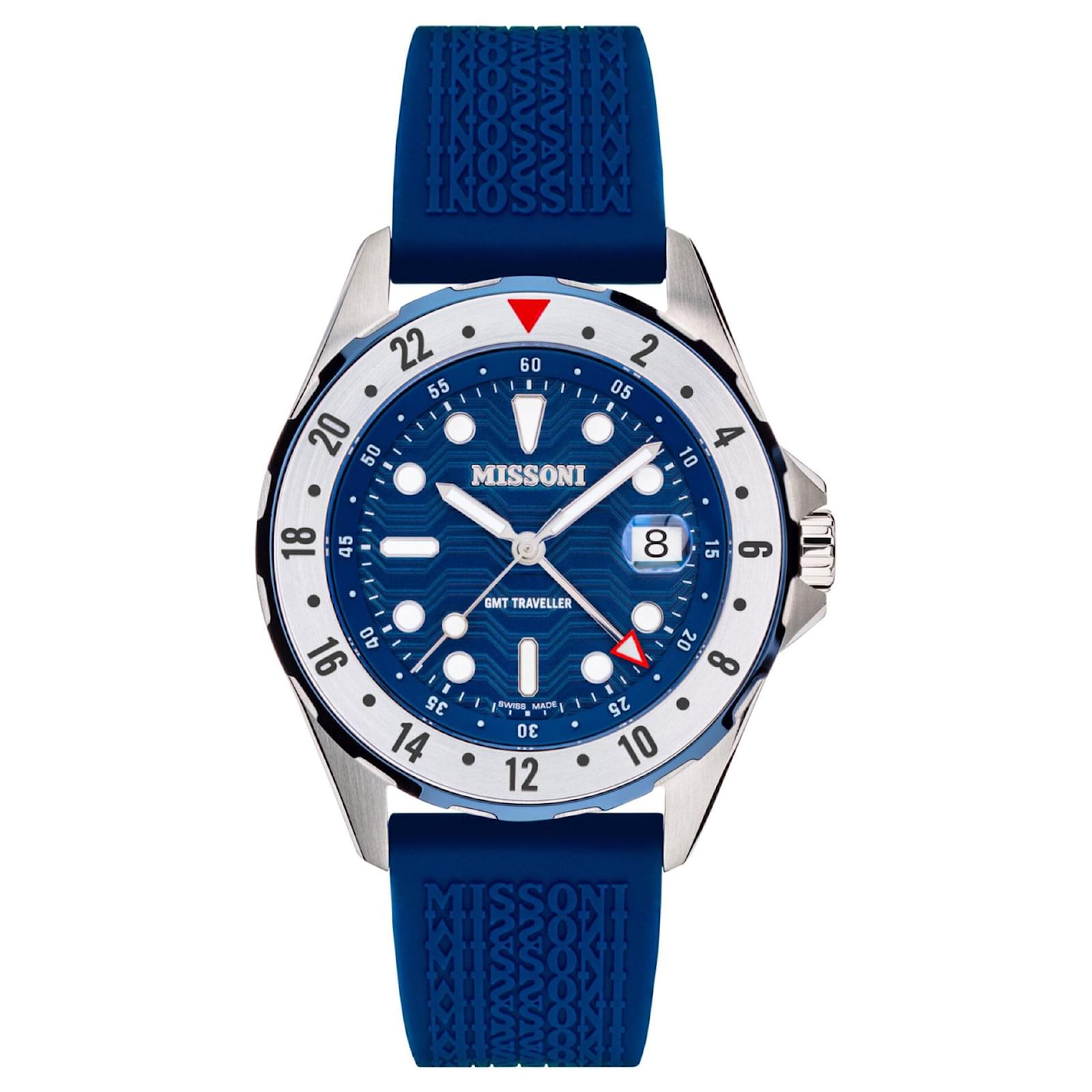 Mens Accessories Watches Missoni Missioni Gmt Traveller Silicone Watch in Blue for Men 