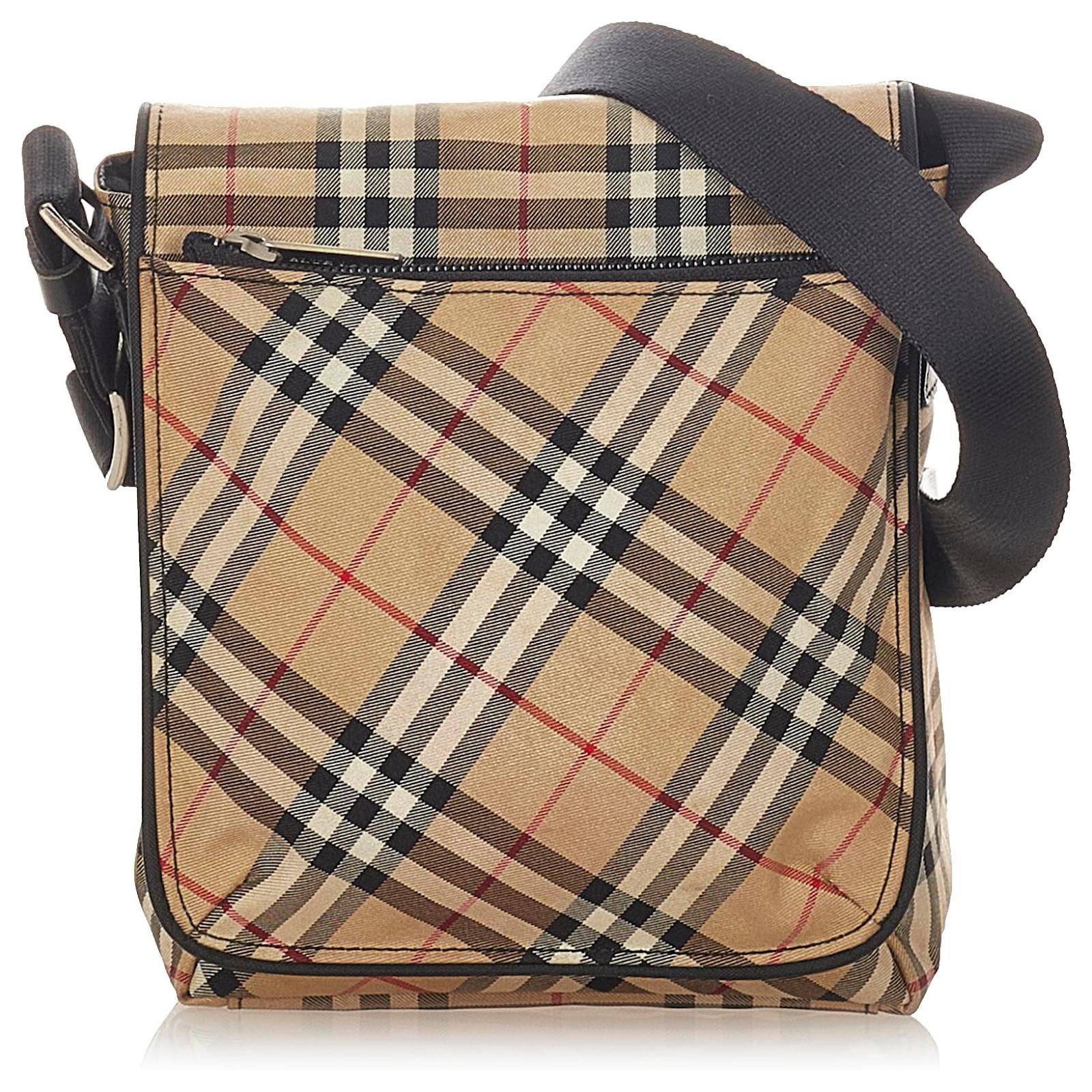 Bolso bandolera de lona a cuadros Nova Burberry Brown Castaño Multicolor  Beige Lienzo Paño ref.412189 - Joli Closet