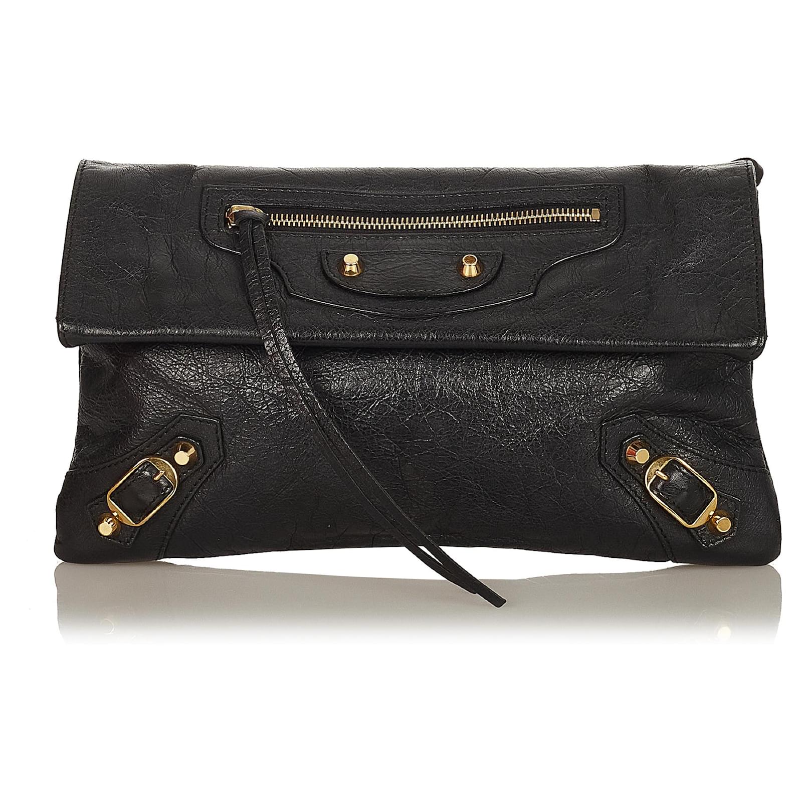 Balenciaga Black Classic Envelope Clutch Bag Pony-style calfskin ref.412193 - Joli Closet