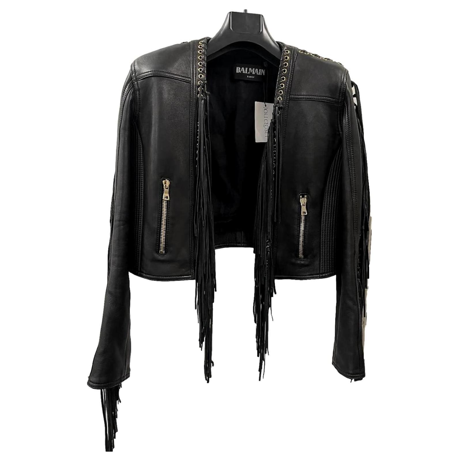 Balmain Jackets Black Golden Leather ref.412294 Closet