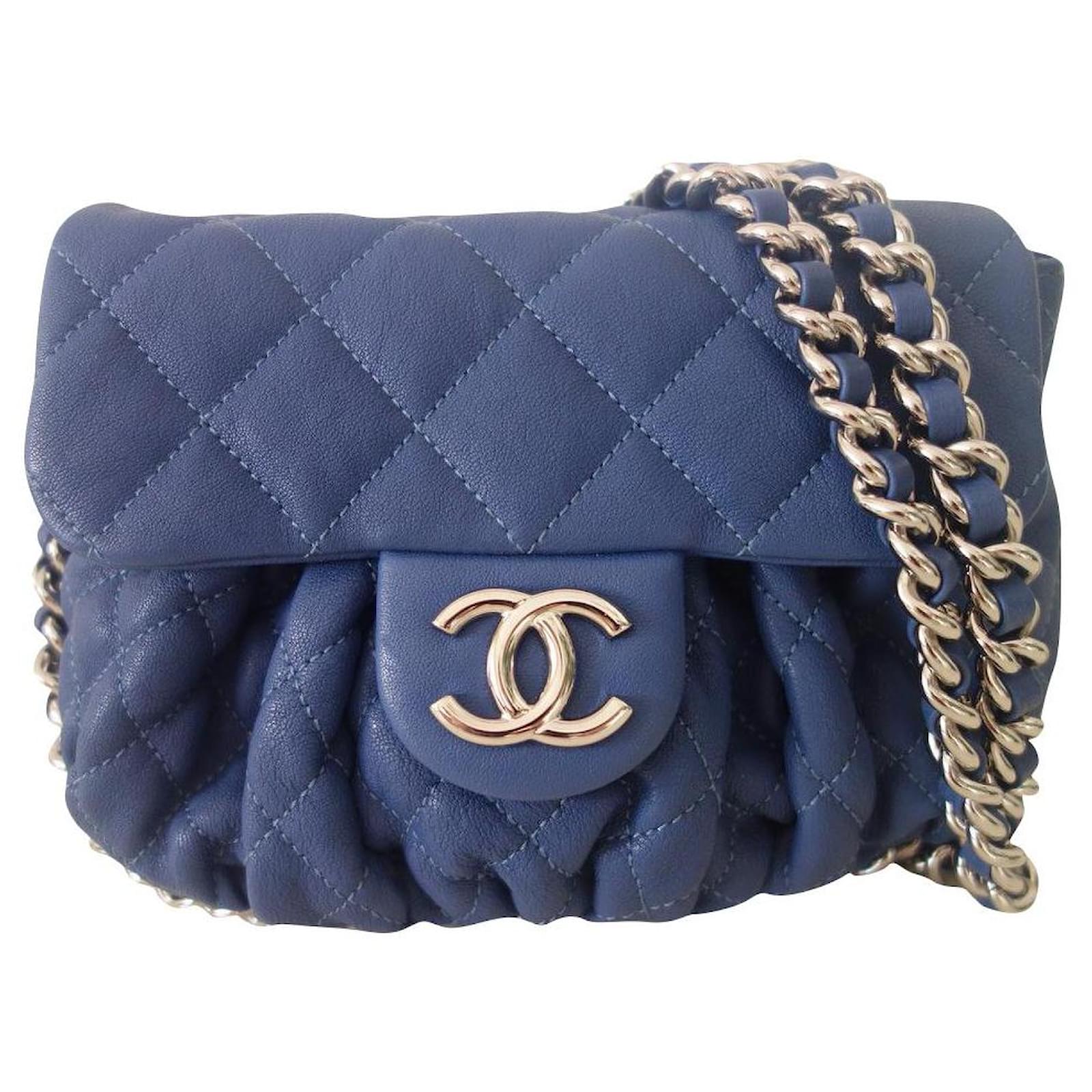chanel blue crossbody bolsa