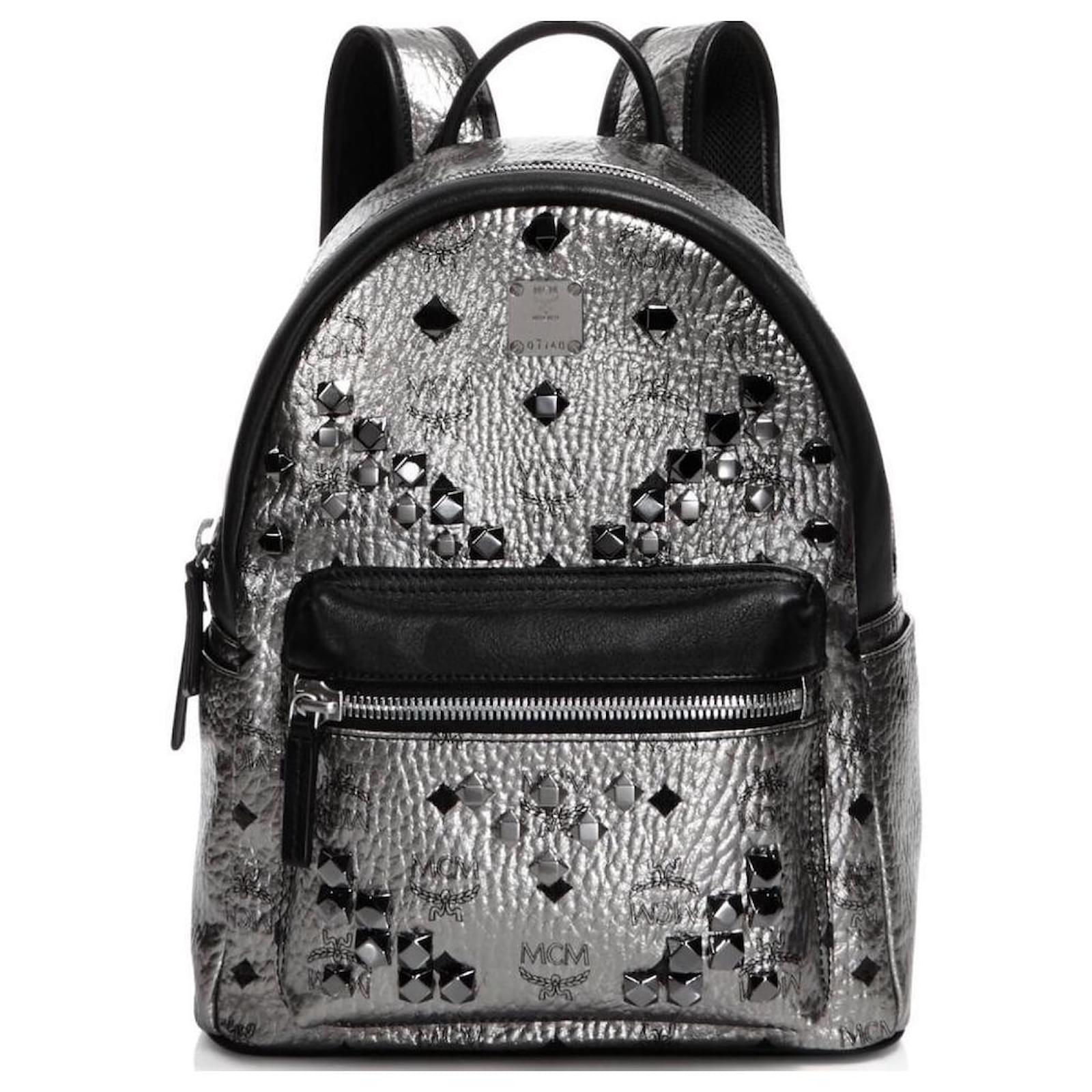 Mcm Stark Monogram Logo Backpack In Black