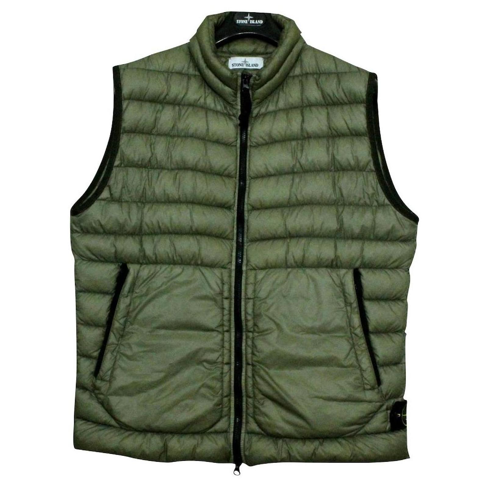 Stone Island Garment Dyed Micro Yarn Down Vest Olive green