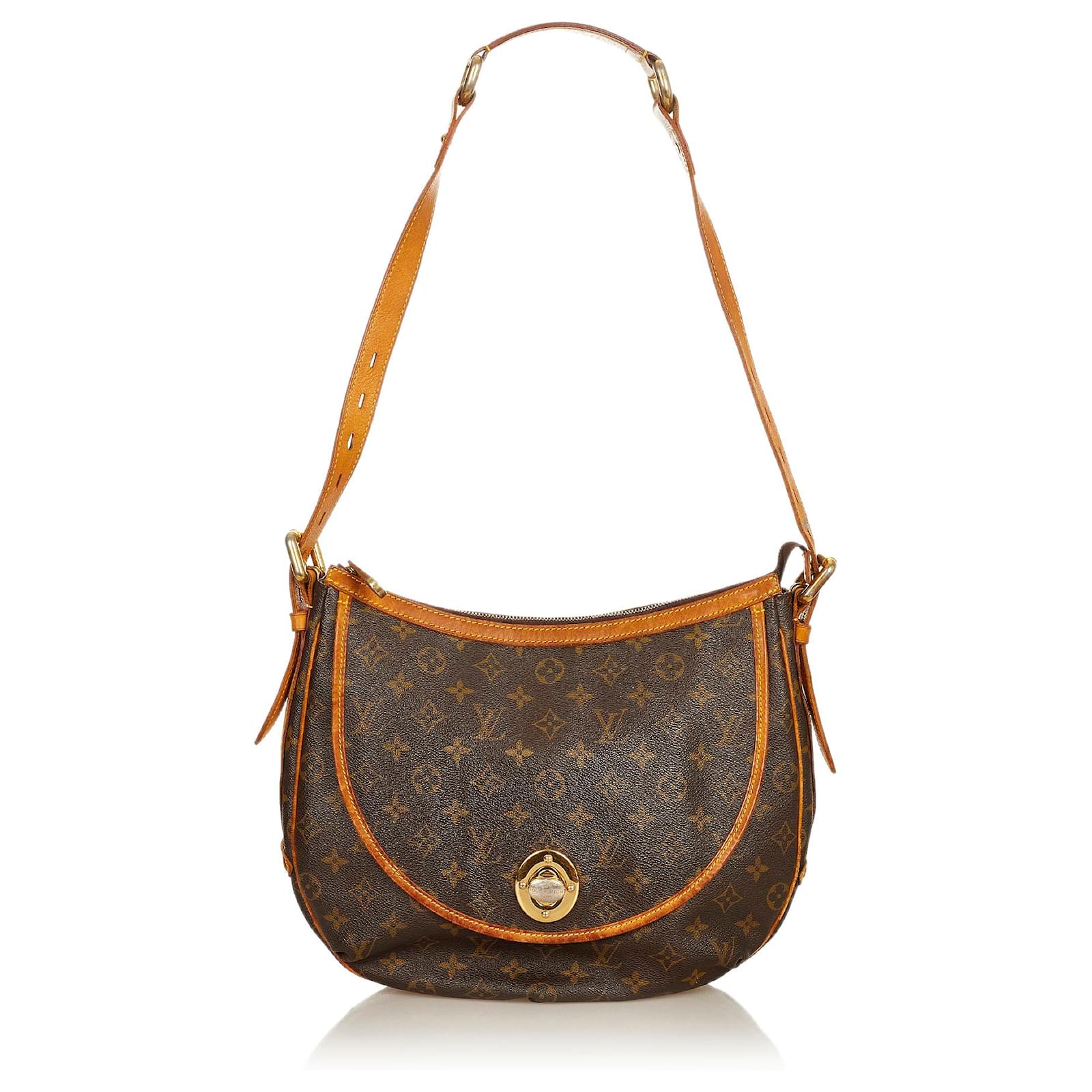 Twist Louis Vuitton Brown Monogram Tulum GM Leather Cloth ref