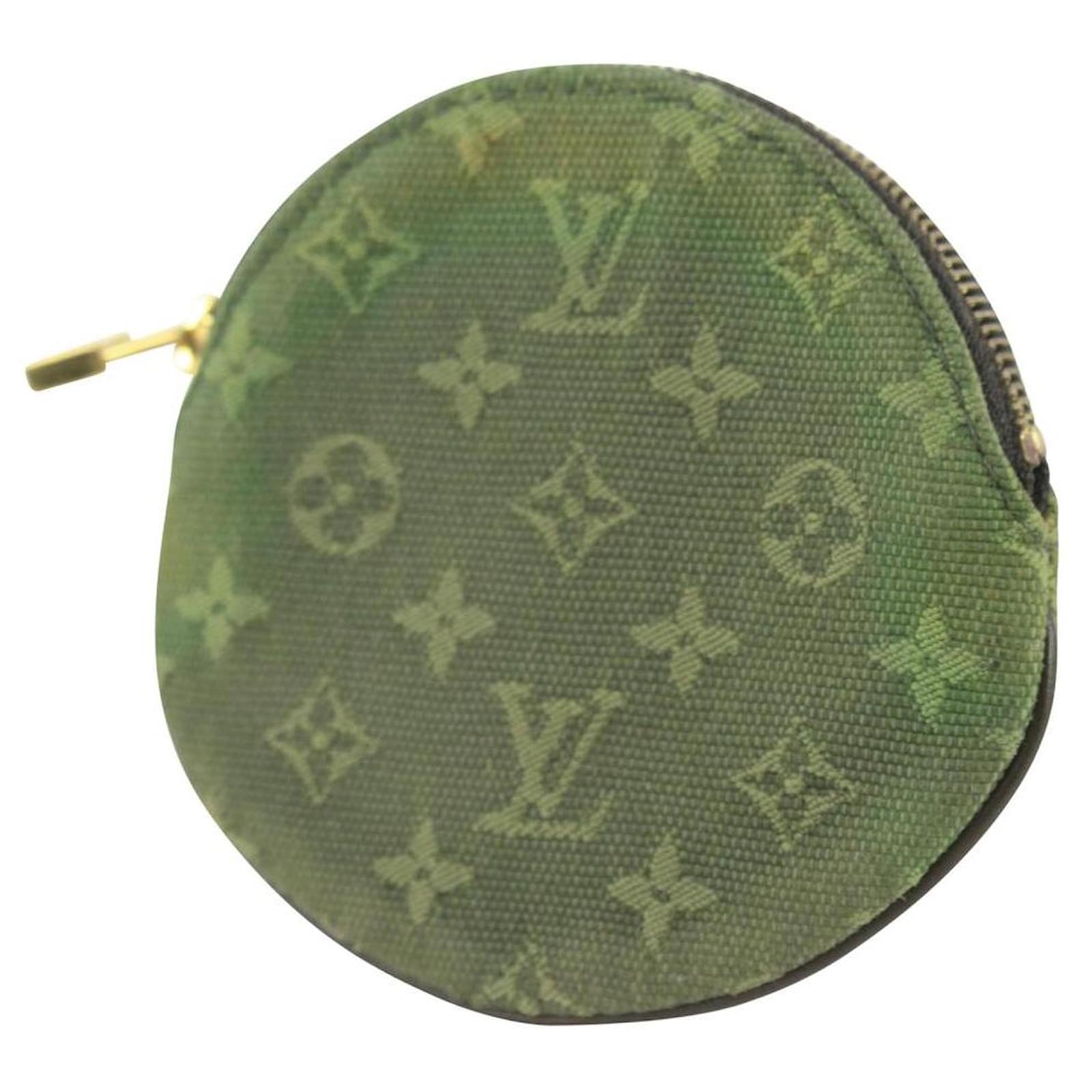 Louis Vuitton Khaki Green Mini Lin Coin Purse Ronde Change Pouch