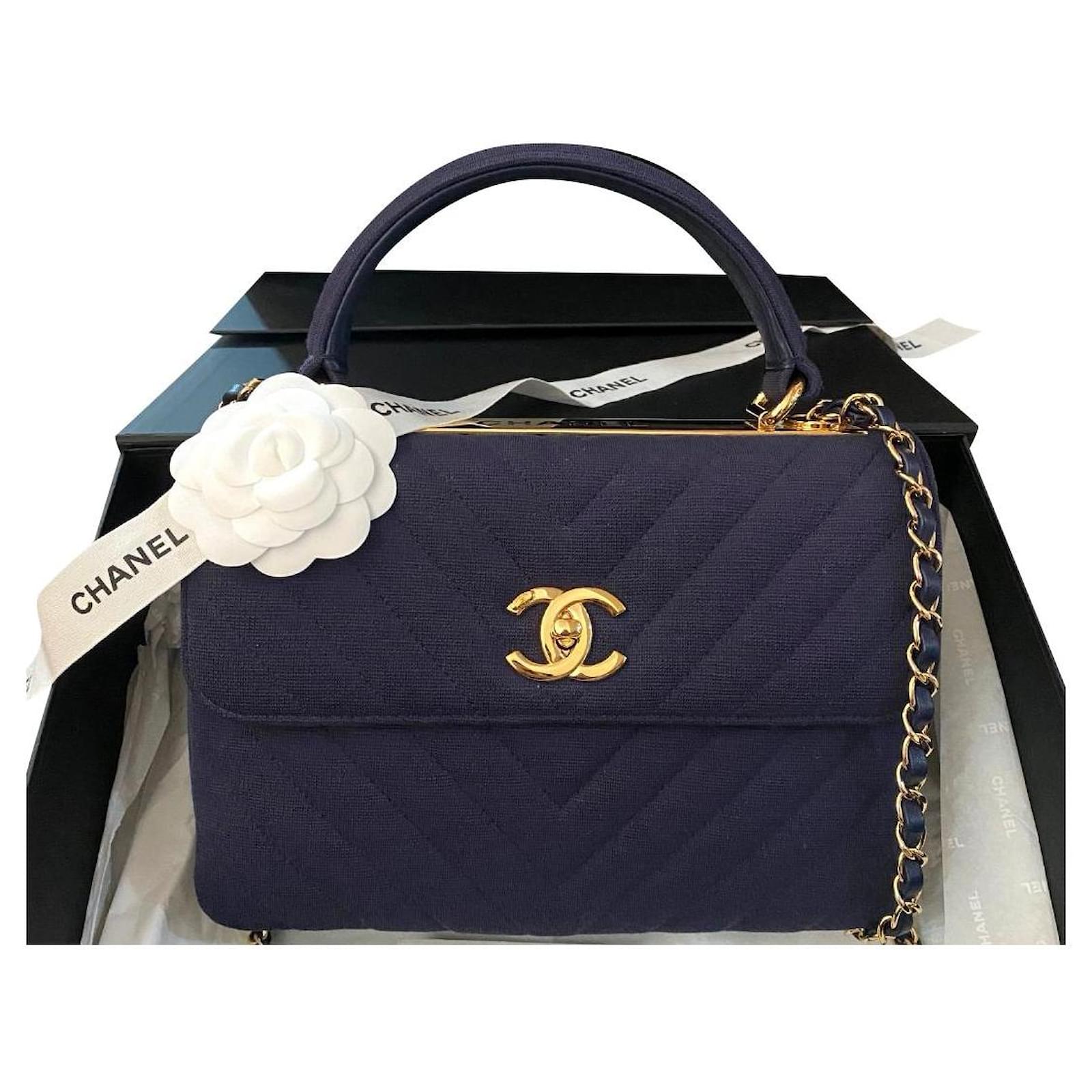 Chanel Trendy CC Jersey bag Navy blue Cloth ref.414064 - Joli Closet