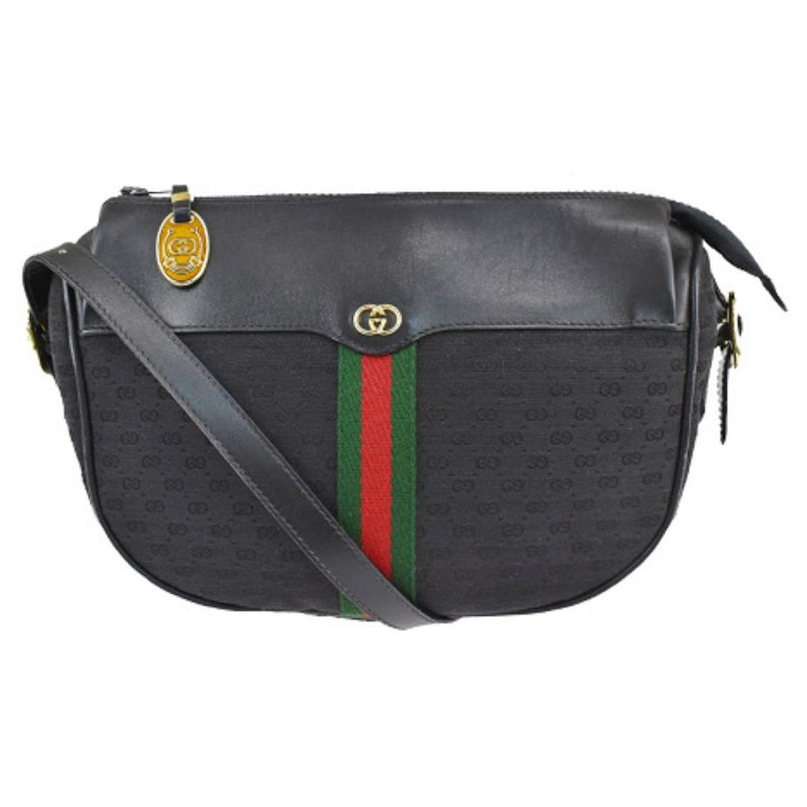 [Used] Gucci GUCCI Sherry Shoulder Bag Micro GG Pattern Black Green Red ...
