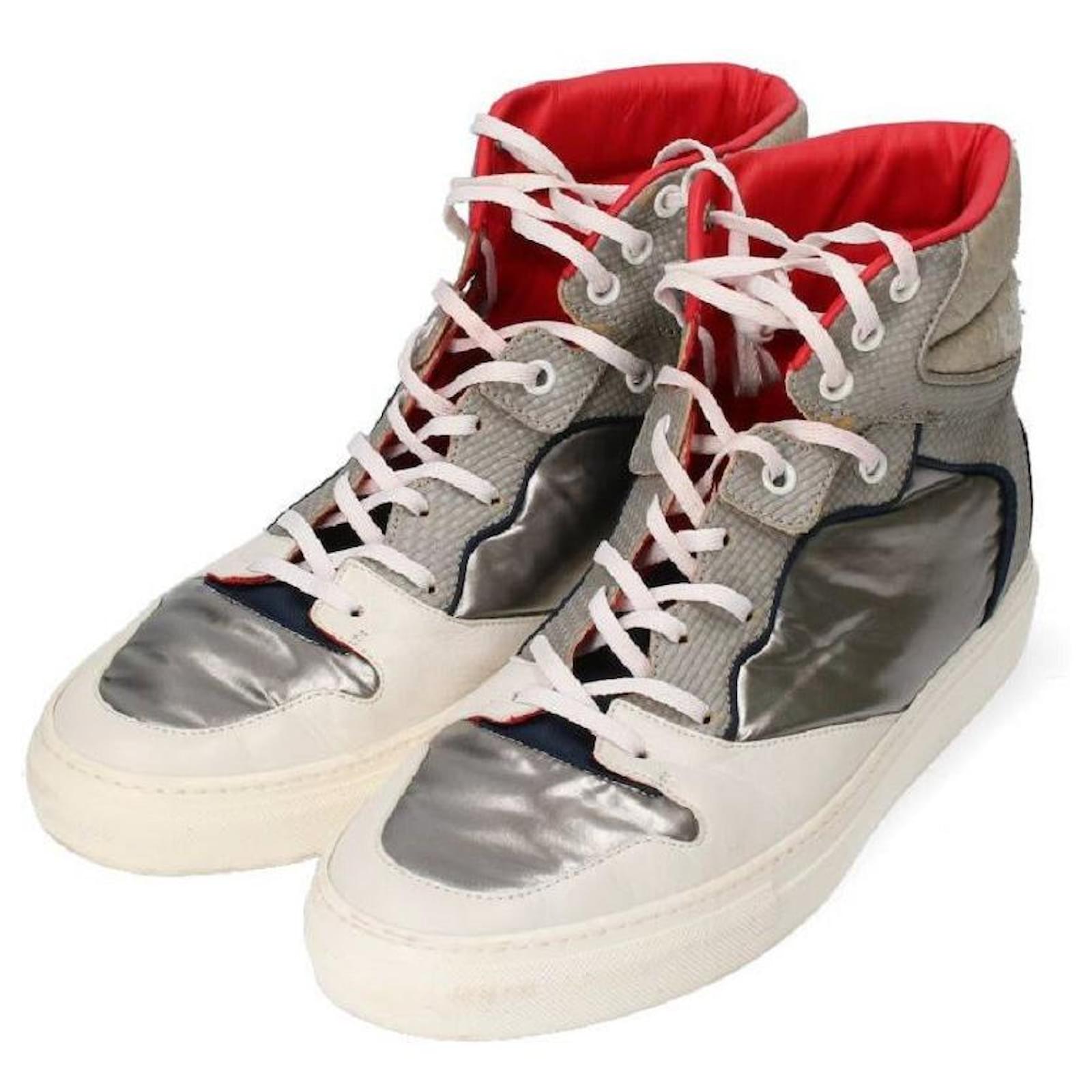 Used] BALENCIAGA 40 [300063] Leather switching high-top sneakers tone) Grey Cloth ref.414795 Joli Closet