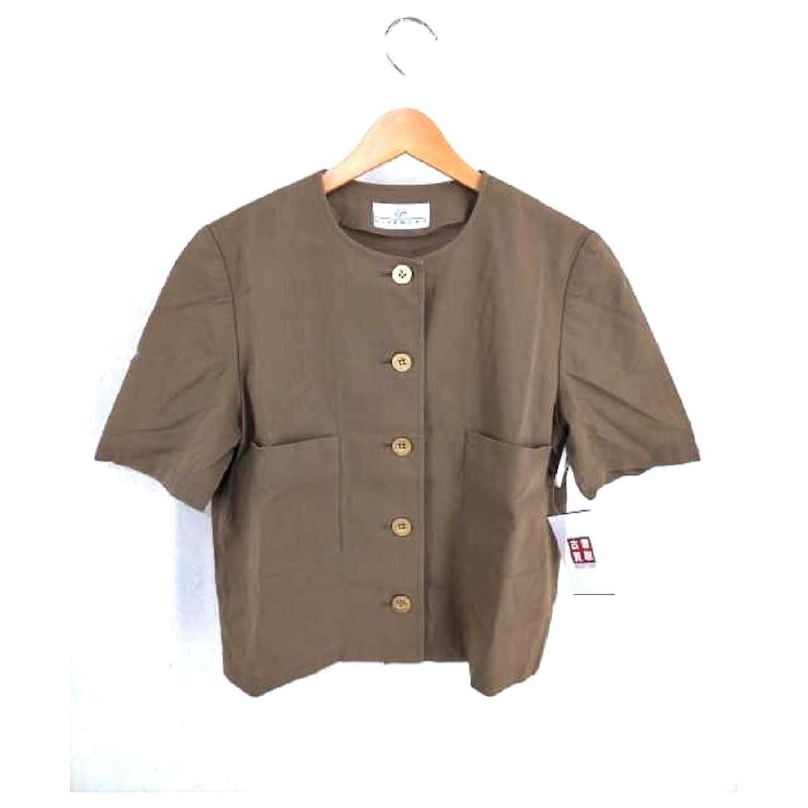 Usato Maglietta GIVENCHY donna Marrone JPN No. 11 Taglia Giappone L XL Camicia a maniche corte con bottoni dorati a lunghezza corta equivalente Cotone ref.414805 Joli Closet