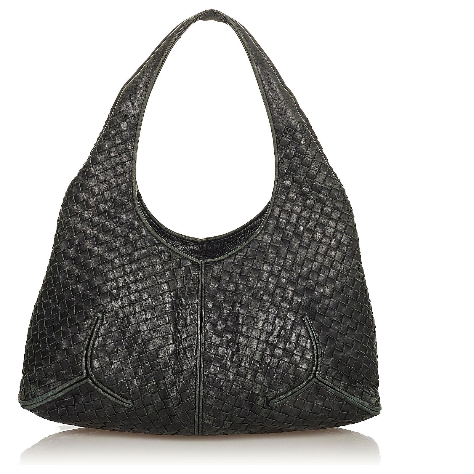 BOTTEGA VENETA: Borsa in pelle intrecciata - Nero | Borsa Mini Bottega