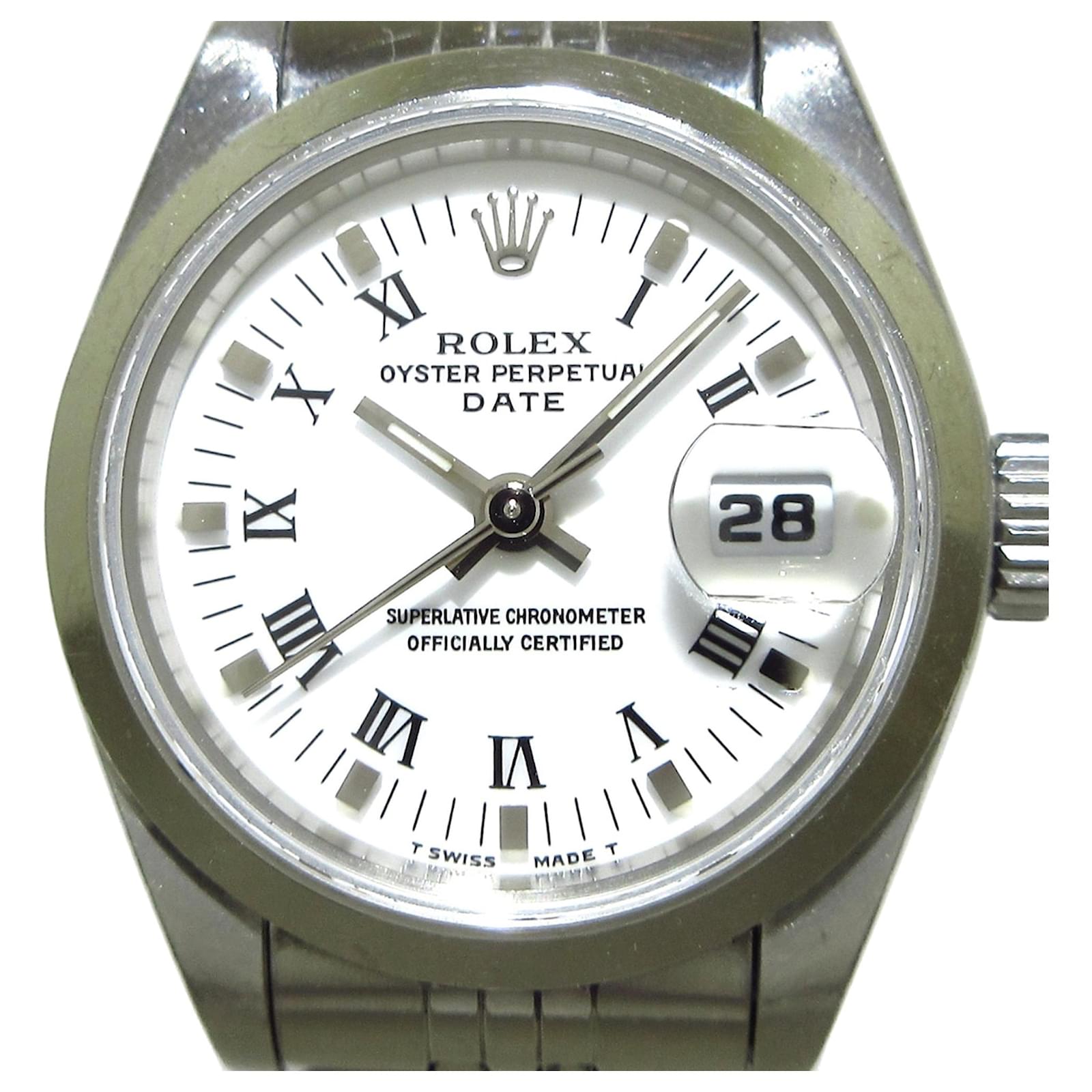 Rolex Silver Oyster Perpetual Lady Date Argento Acciaio Metallo ref.414859  - Joli Closet